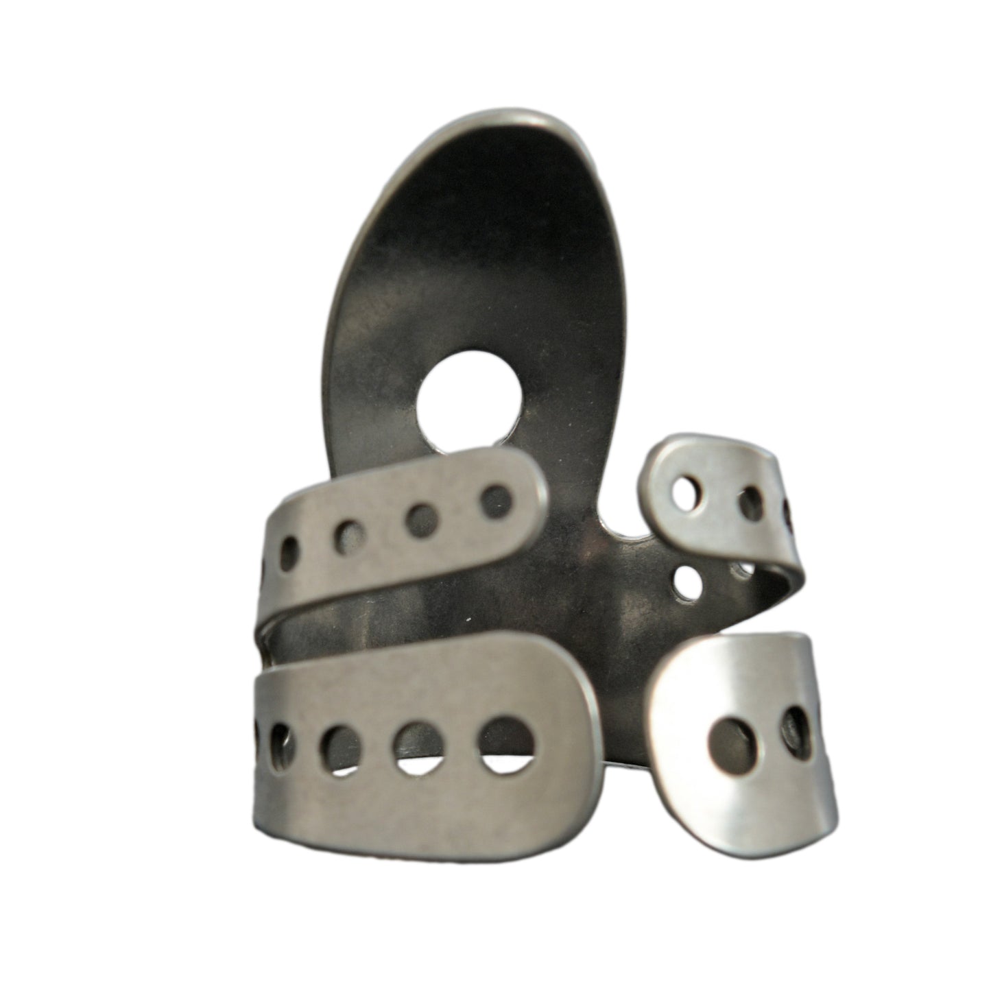 Back and side of Propik Nickel Straight Fingerpick, Split Wrap, Blade 1