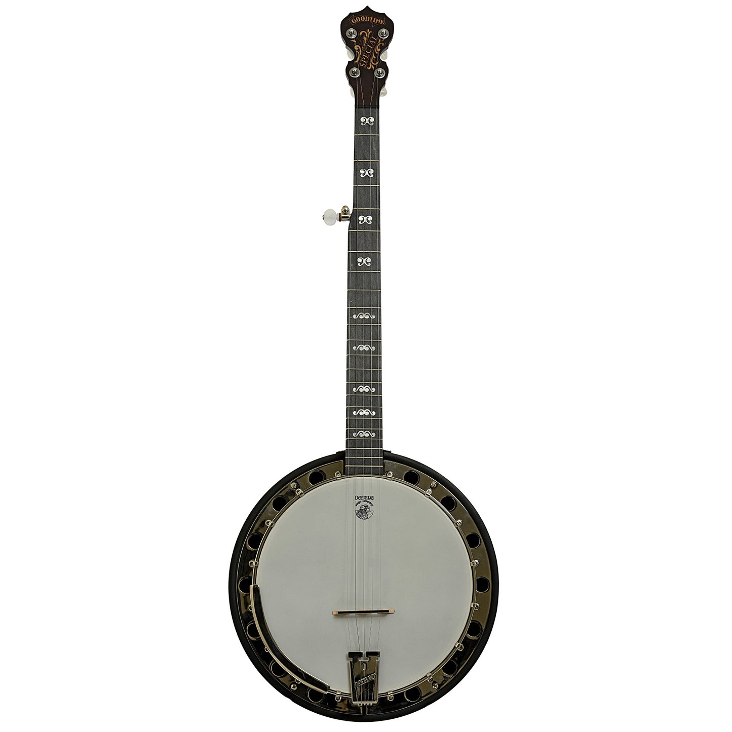 Full front of Deering Artisan Goodtime II Special Resonator Banjo