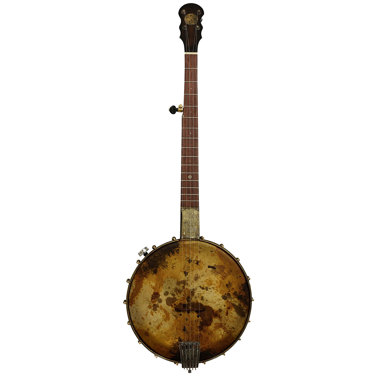 Full front of Mulheron Little Red Rooster Custom Open Back Banjo