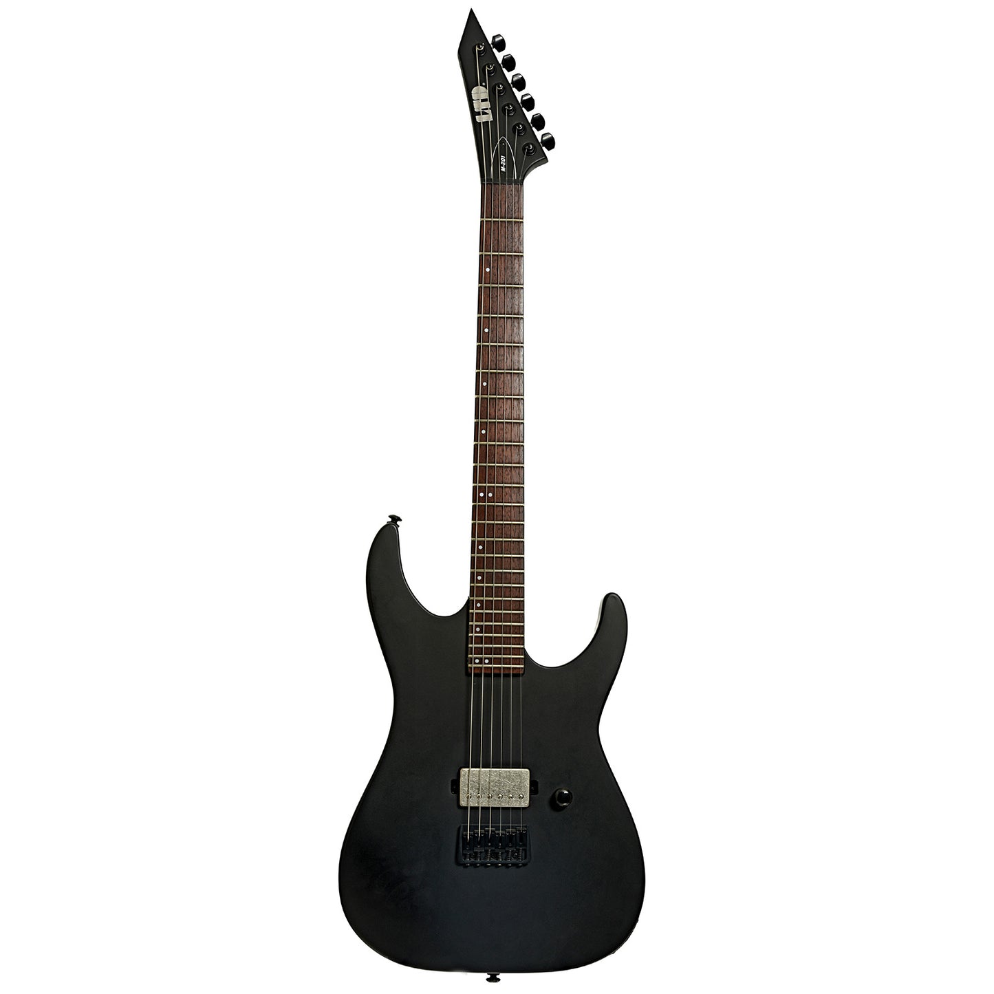 Full front of ESP LTD M-201HT Electric Guitar, Black Satin