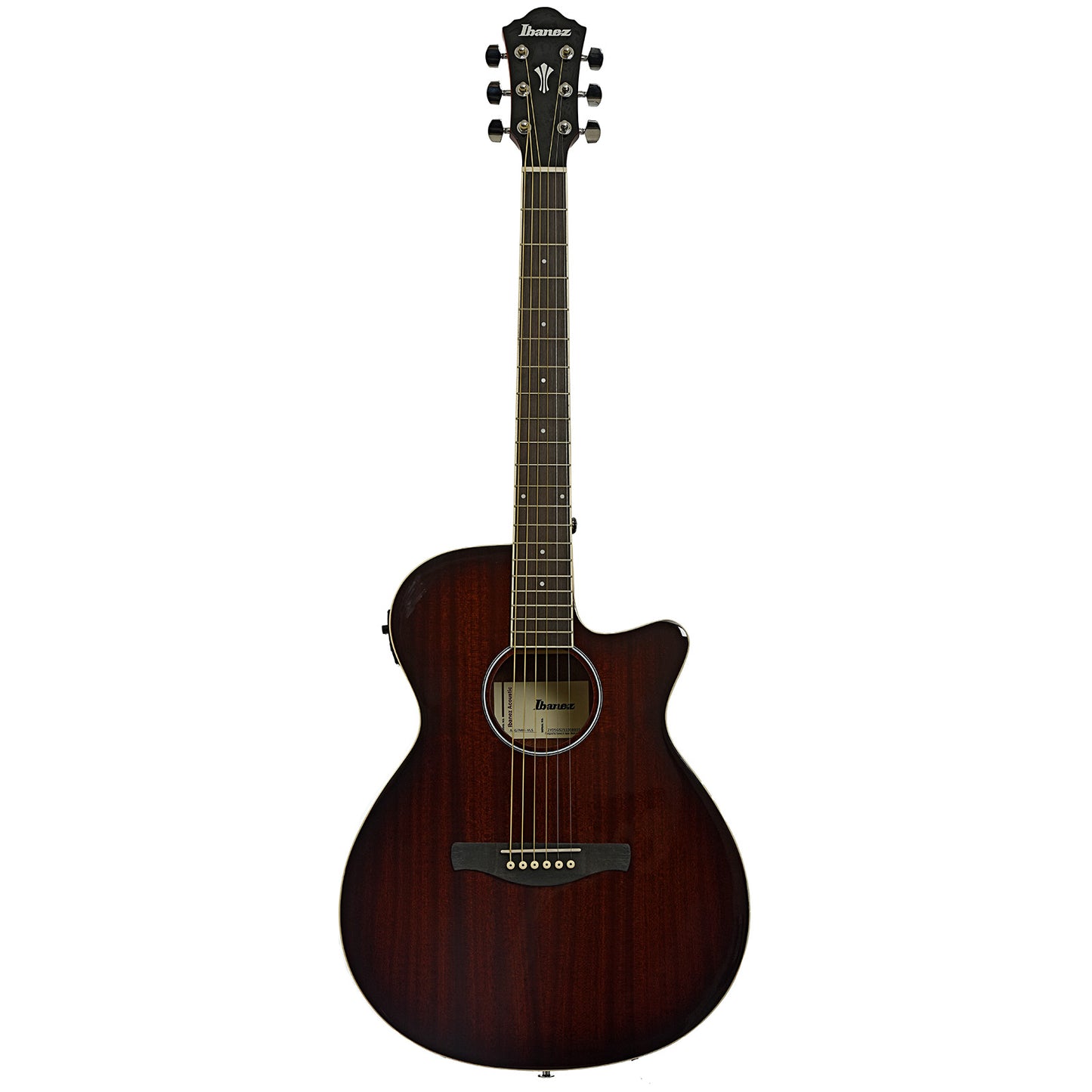 Full front of Ibanez AEG7MH Grand Concert Acoustic-Electric Guitar, Violin Sunburst High Gloss