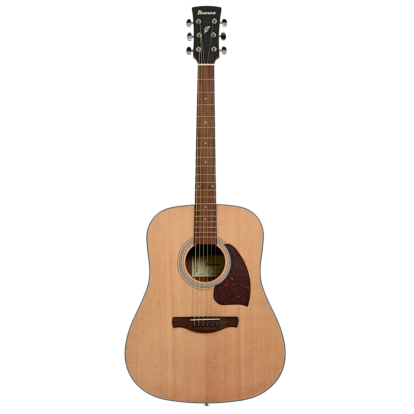 Full front of Ibanez PF50 Dreadnought Acoustic Guitar, Open Pore Natural