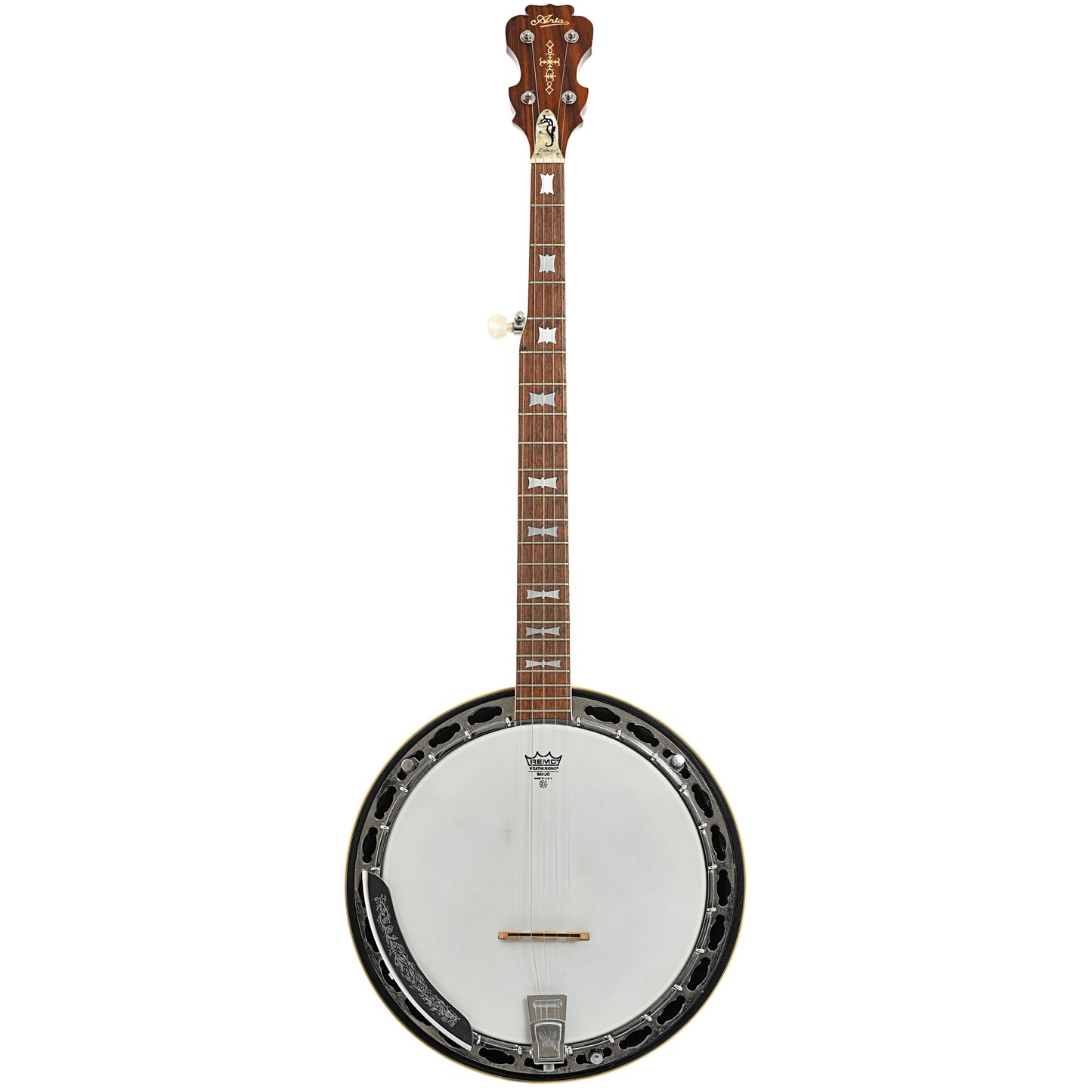 Full front of Aria Bow Tie Resonator Banjo