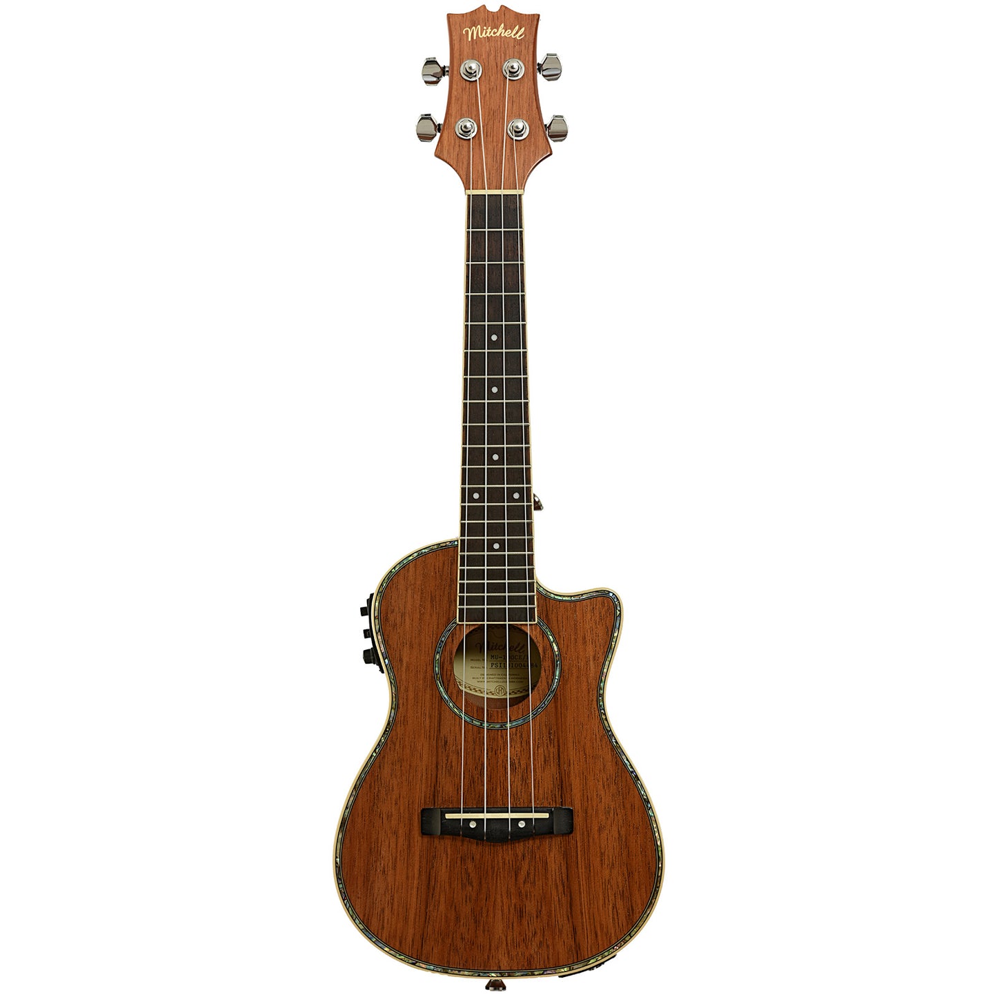 Full front of Mitchell MU100CE/N Concert Ukulele