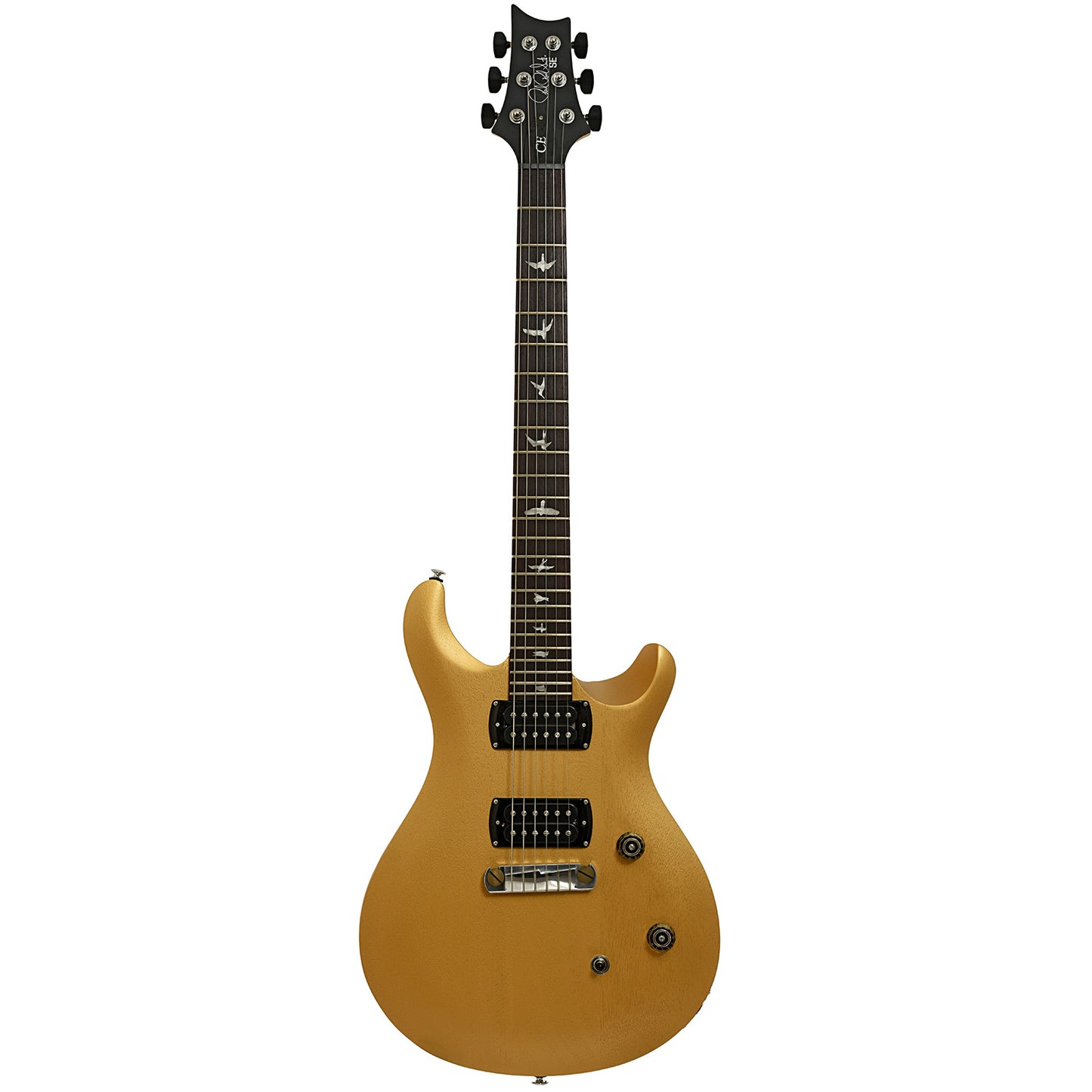 Full front of PRS SE CE 24 Standard Satin Stoptail Metallic Gold Electric Guitar