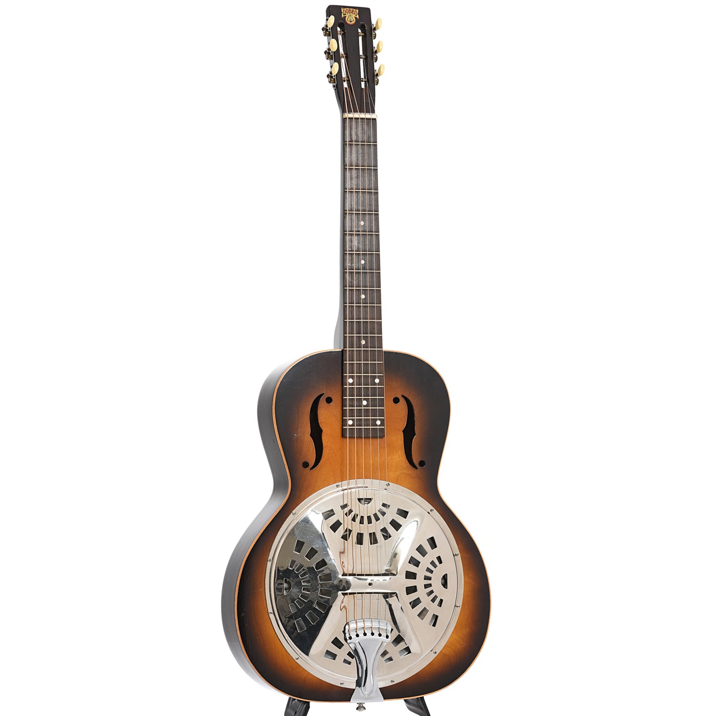 Full front and side of Dobro Model 25 Squareneck Resonator Guitar (1930s)