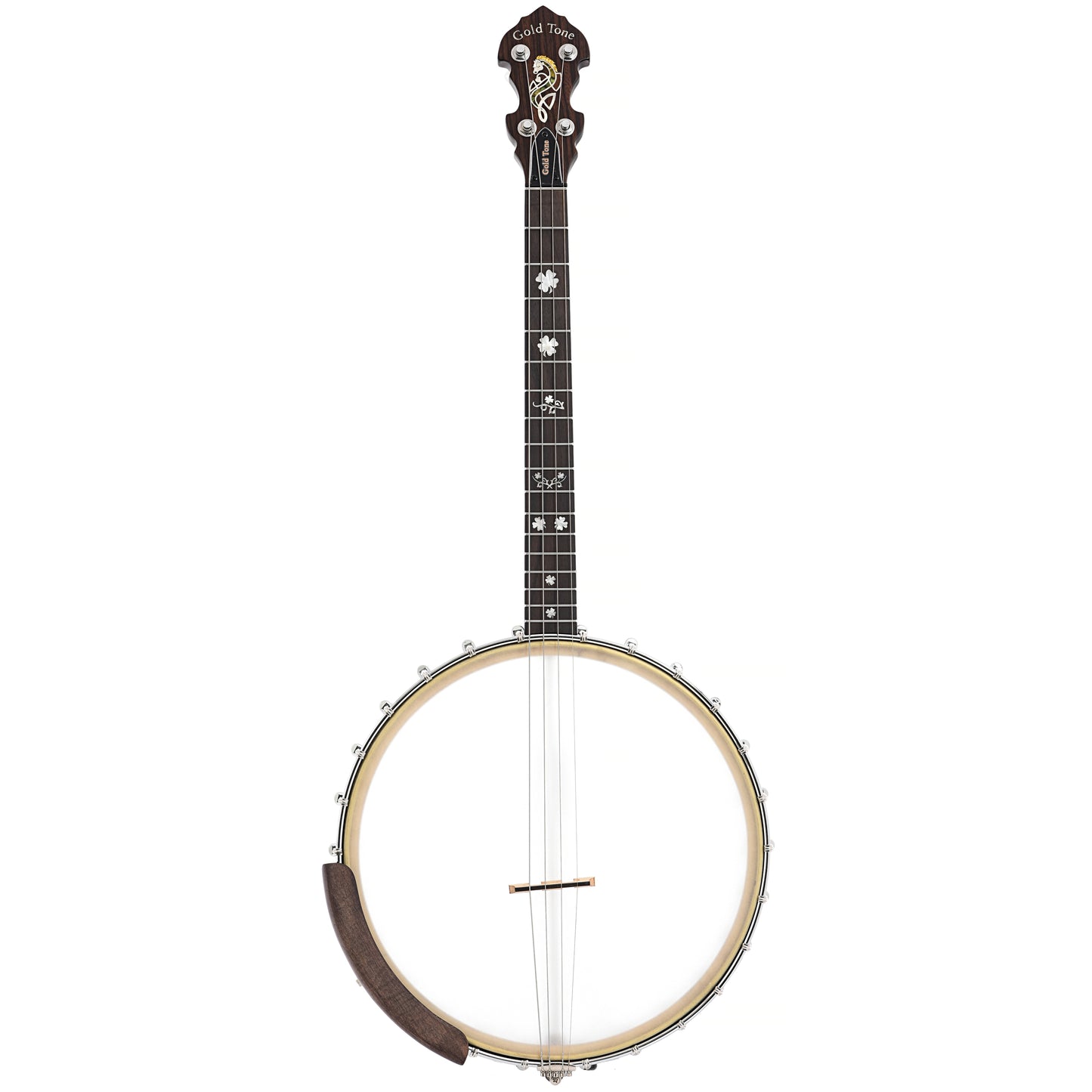 Full front of Gold Tone Tenor Banjo & Gigbag, 12" Rim, 17 Frets