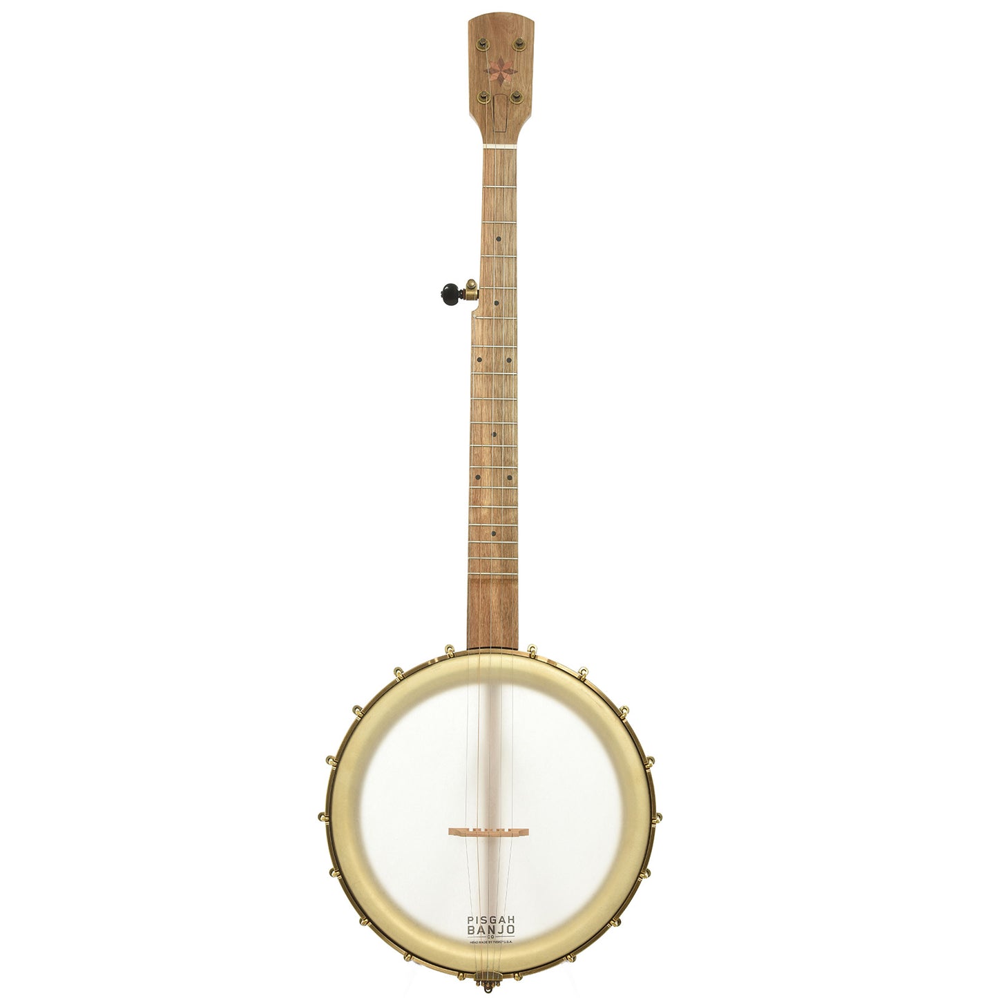 Full front of Pisgah Appalachian 11in Short Scale Openback Banjo & Gigbag, Walnut