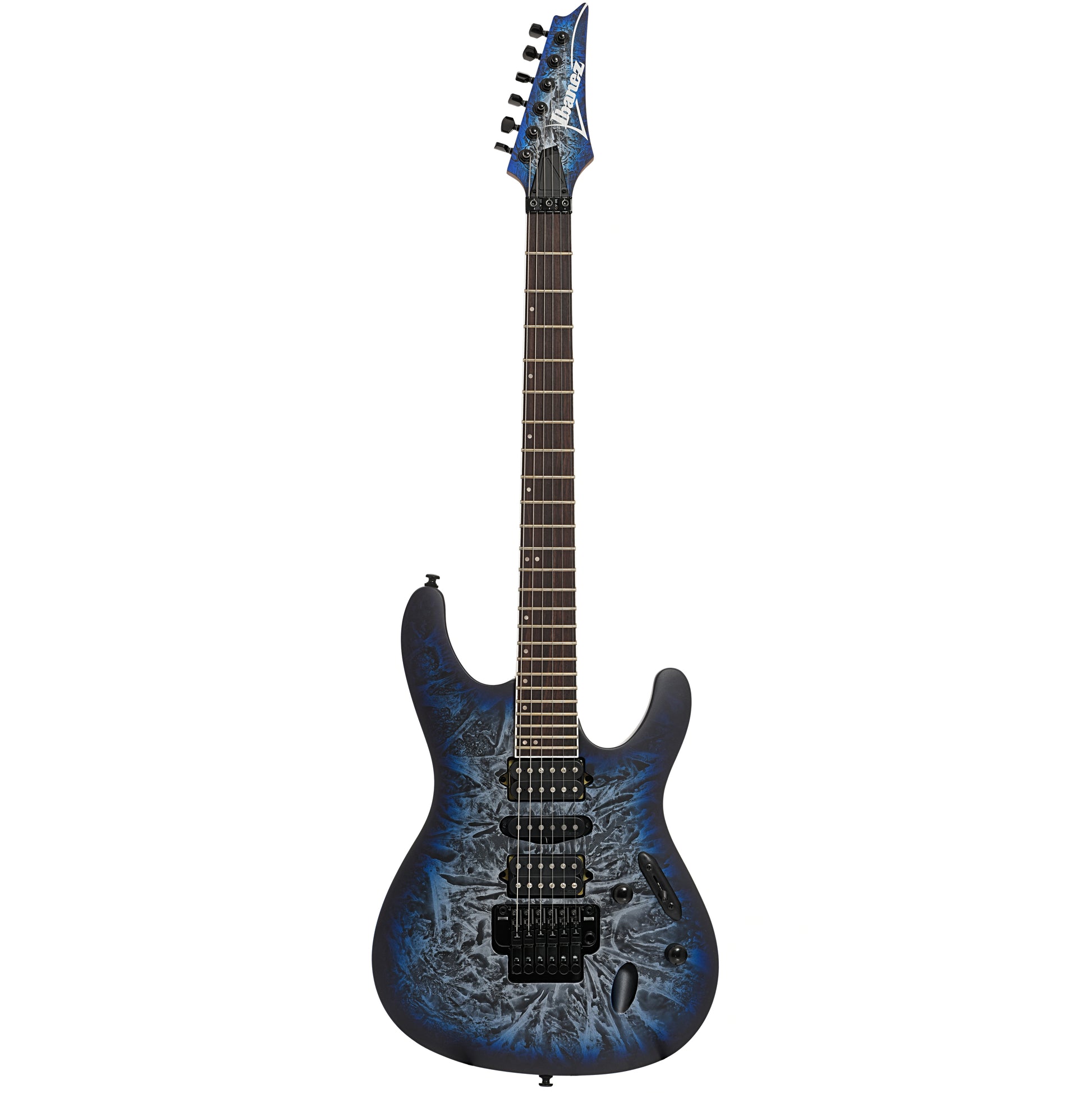 Full front of Ibanez B-Stock S770 Electric Guitar, Cosmic Blue Frozen Matte