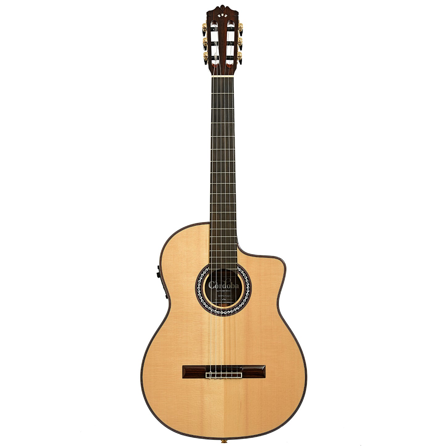 Full front of Cordoba GK Pro Negra Classical Guitar