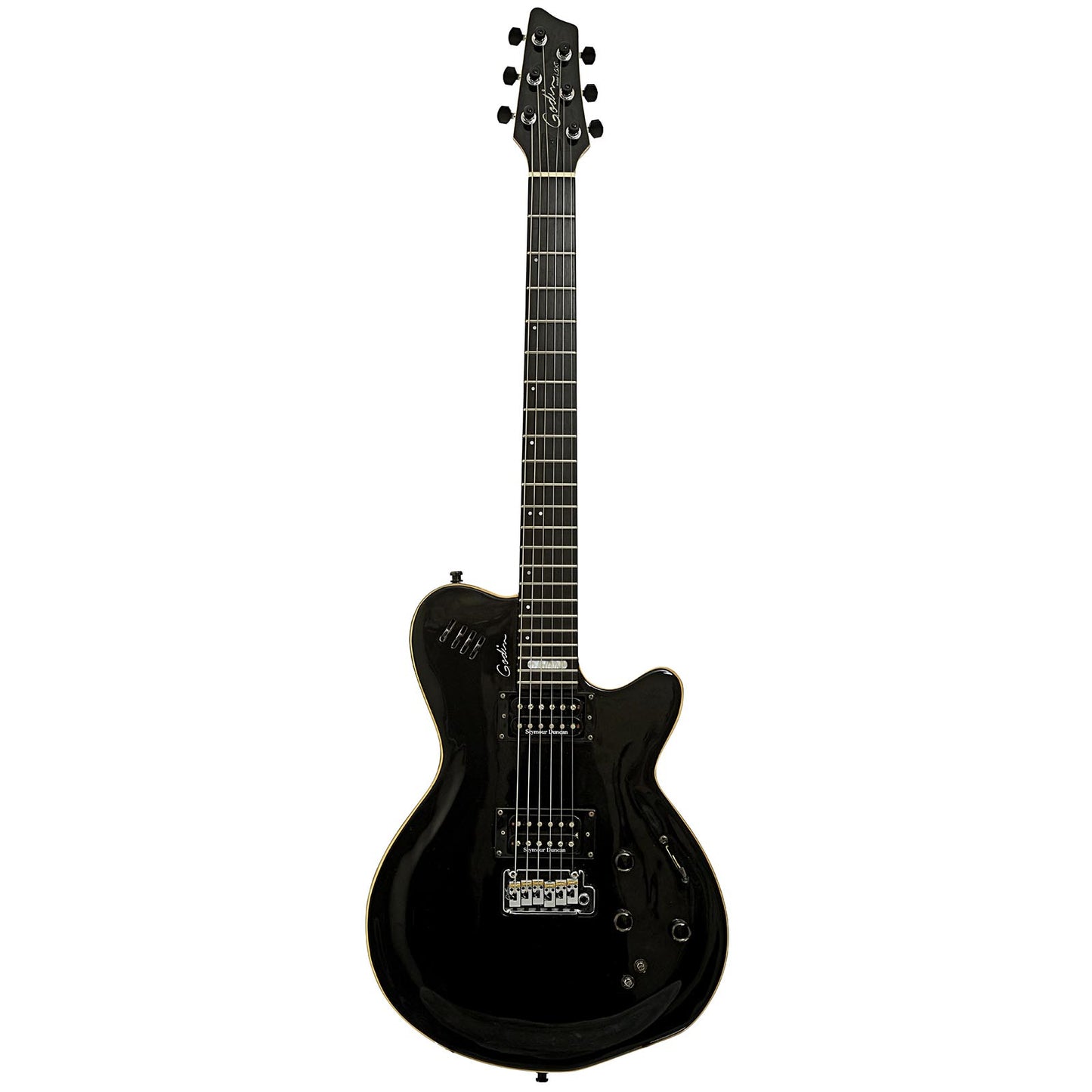 Full front of Godin LGXT Black Pearl with Synth Access Electric Guitar