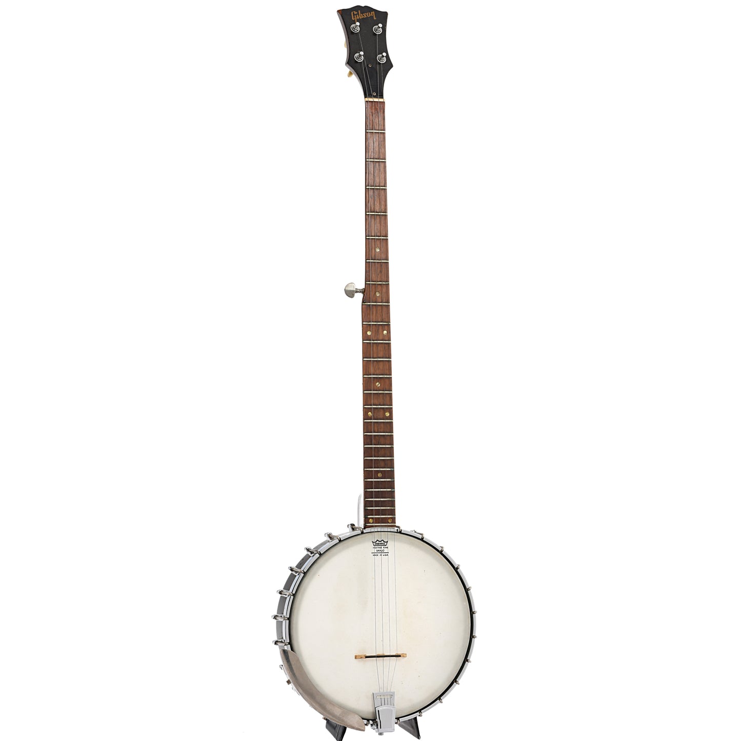 Full front and side of Gibson RB-175 Extra Long Neck Banjo (1966)
