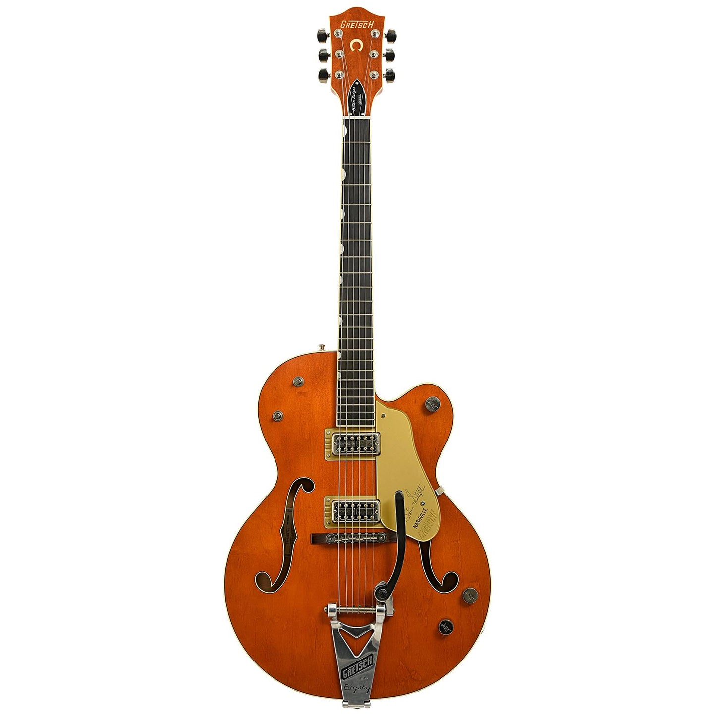 Full front of Gretsch G6120-BSNV-SMK Hollowbody Electric Guitar
