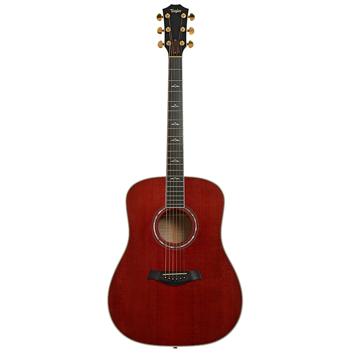 Full front of Taylor 610 Transparent Red Acoustic Guitar