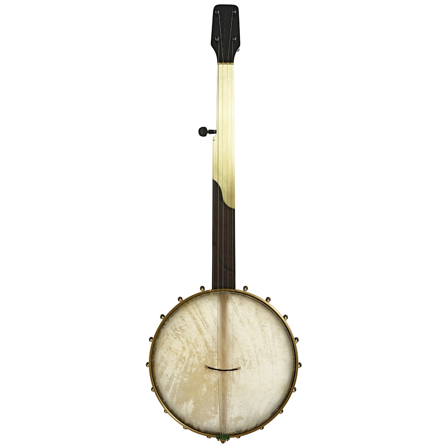 Full front of Chuck Lee Deep Hollow 12" Fretless Openback Banjo #875