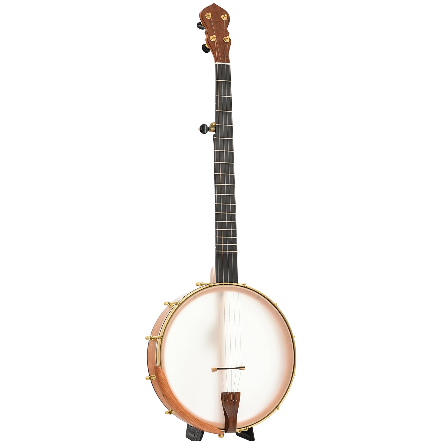Full front and side of C. Waldman 12" Chromatic (Step Side) Openback Banjo - No. 165