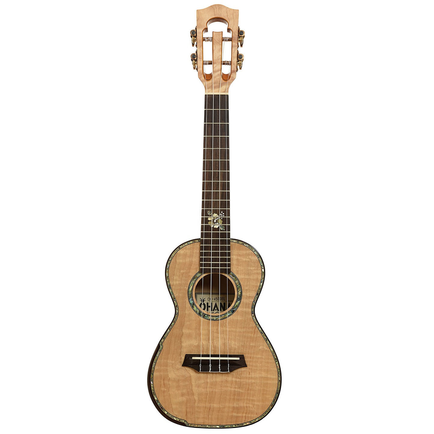 Full front of Ohana CK450QEL Concert Uke