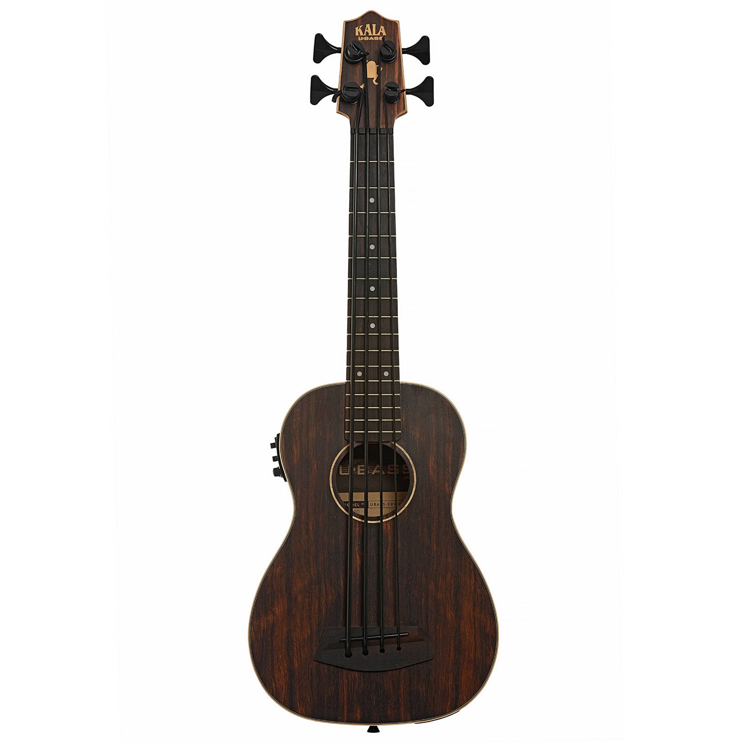 Full front of Kala U-Bass-EBY-FS 6Q Striped Ebony Acoustic Bass