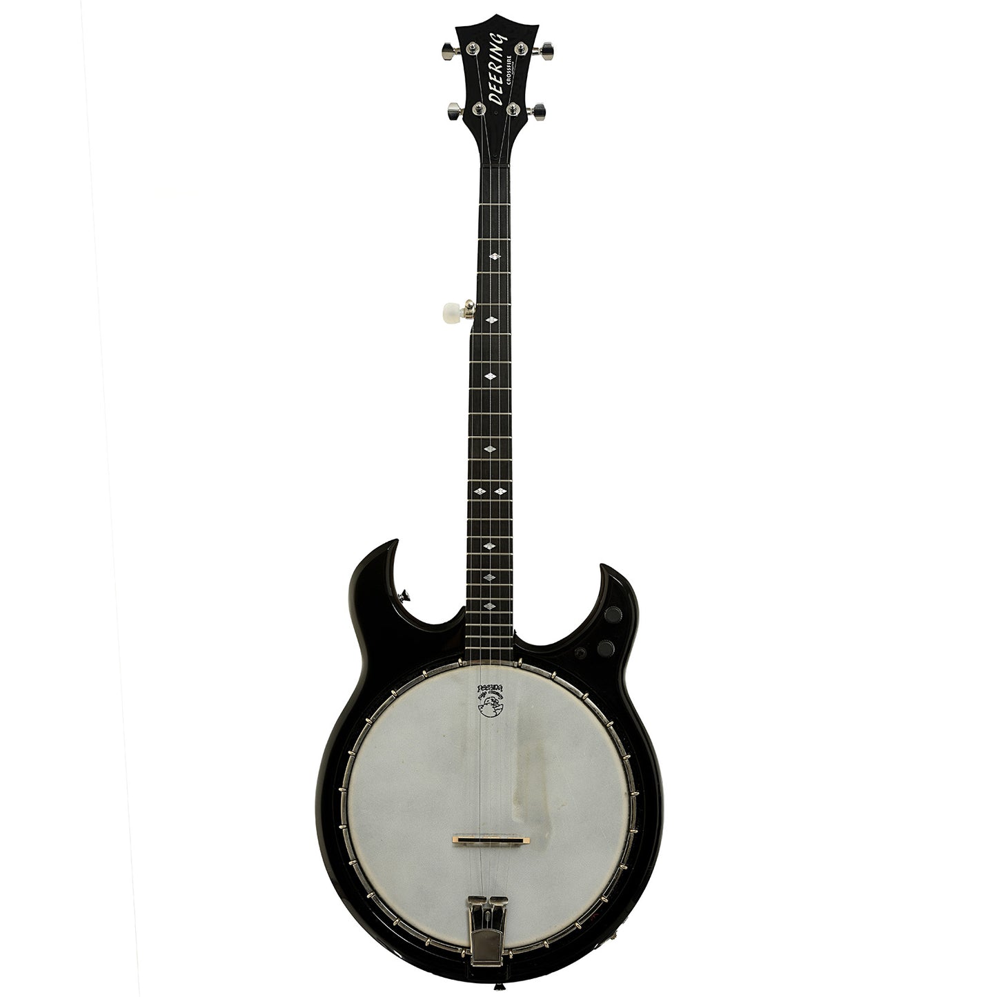 Full front of Deering Crossfire Electric Banjo