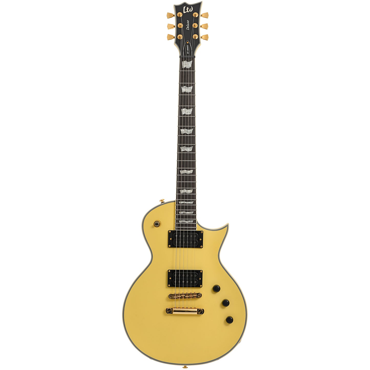 Full front of ESP LTD EC-1000T CTM Full Thickness, Vintage Gold Satin
