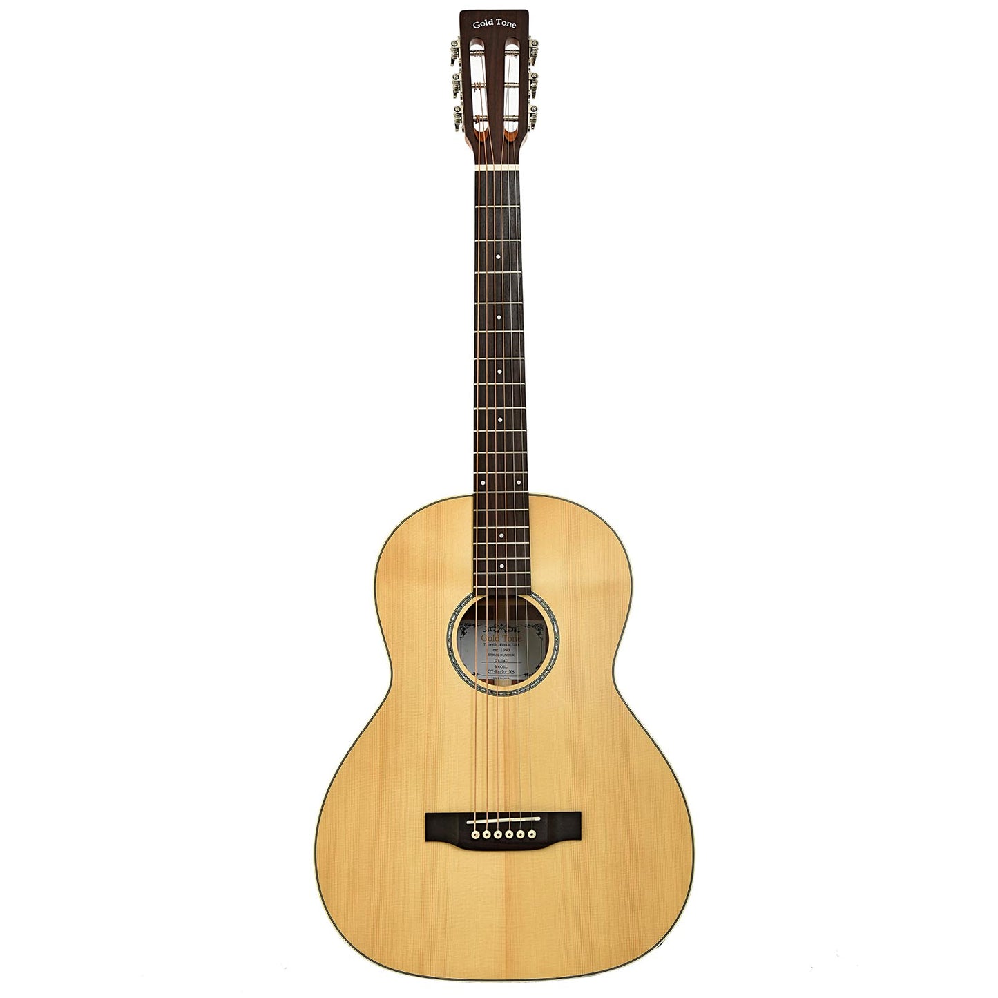 Full front of Gold Tone Parlor Guitar, with Pickup