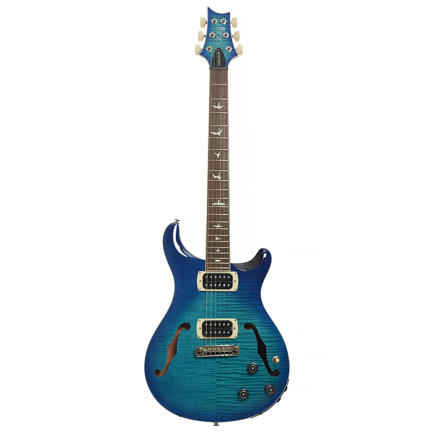 Full front of PRS SE Hollowbody I Piezo Electric Guitar, Lake Blue
