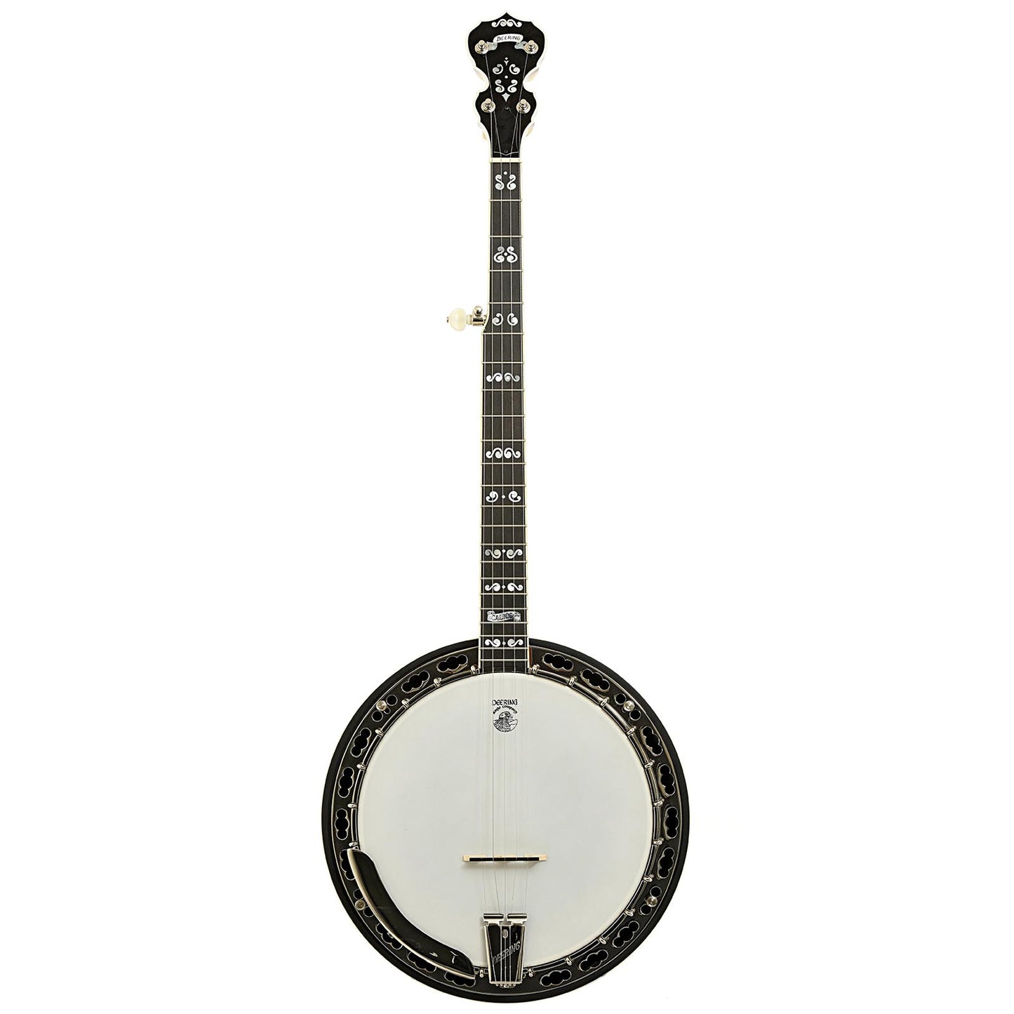 Full front of Deering Calico Banjo