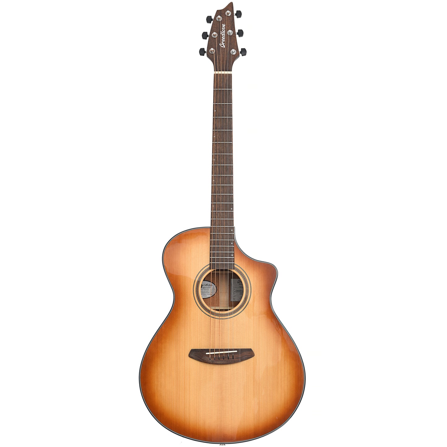 Full front of Breedlove Organic Signature Companion Copper CE Torrefied European-African Mahogany