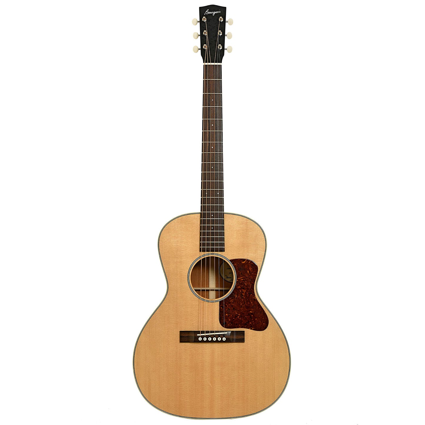 Full front of Bourgeois Professional Series Natural LDB-O Acoustic Guitar and Case, 14 Fret