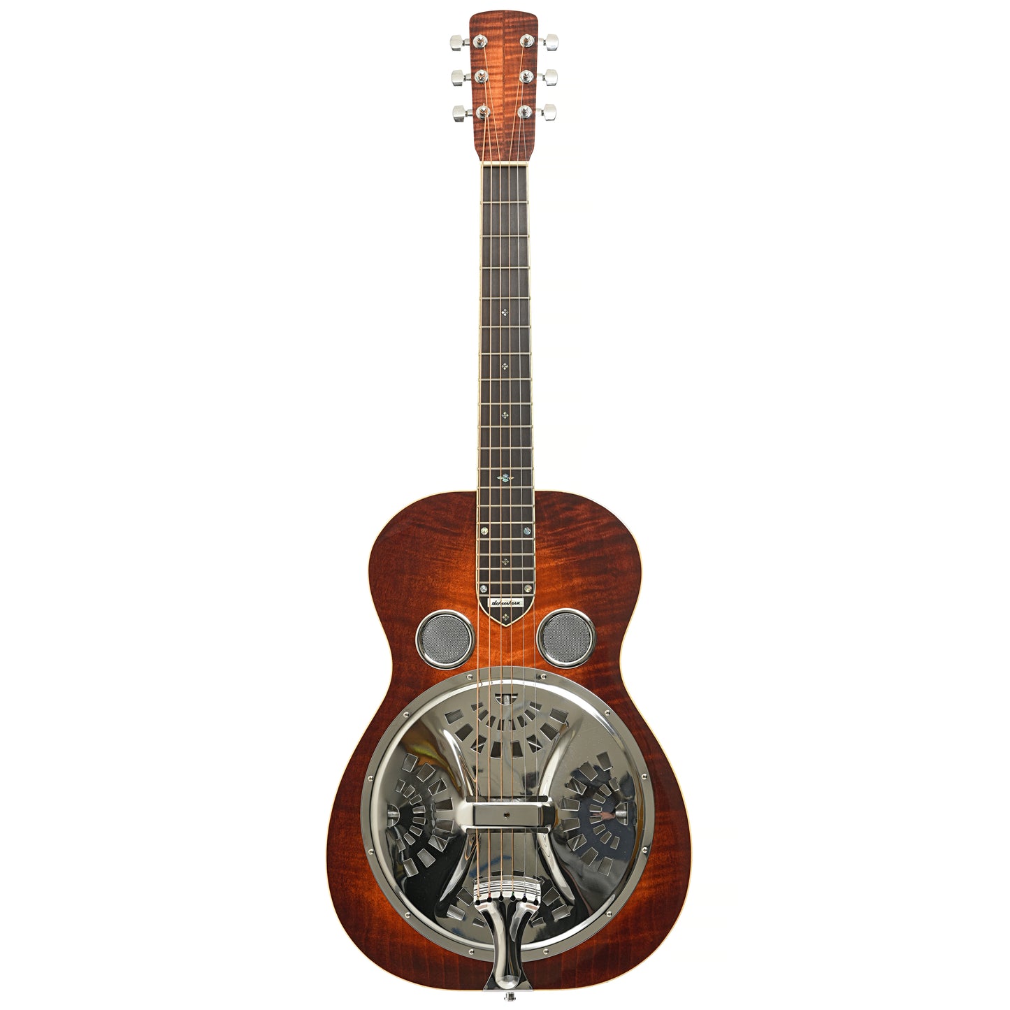 Full front of Scheerhorn Maple R Custom Squareneck Resonator Guitar