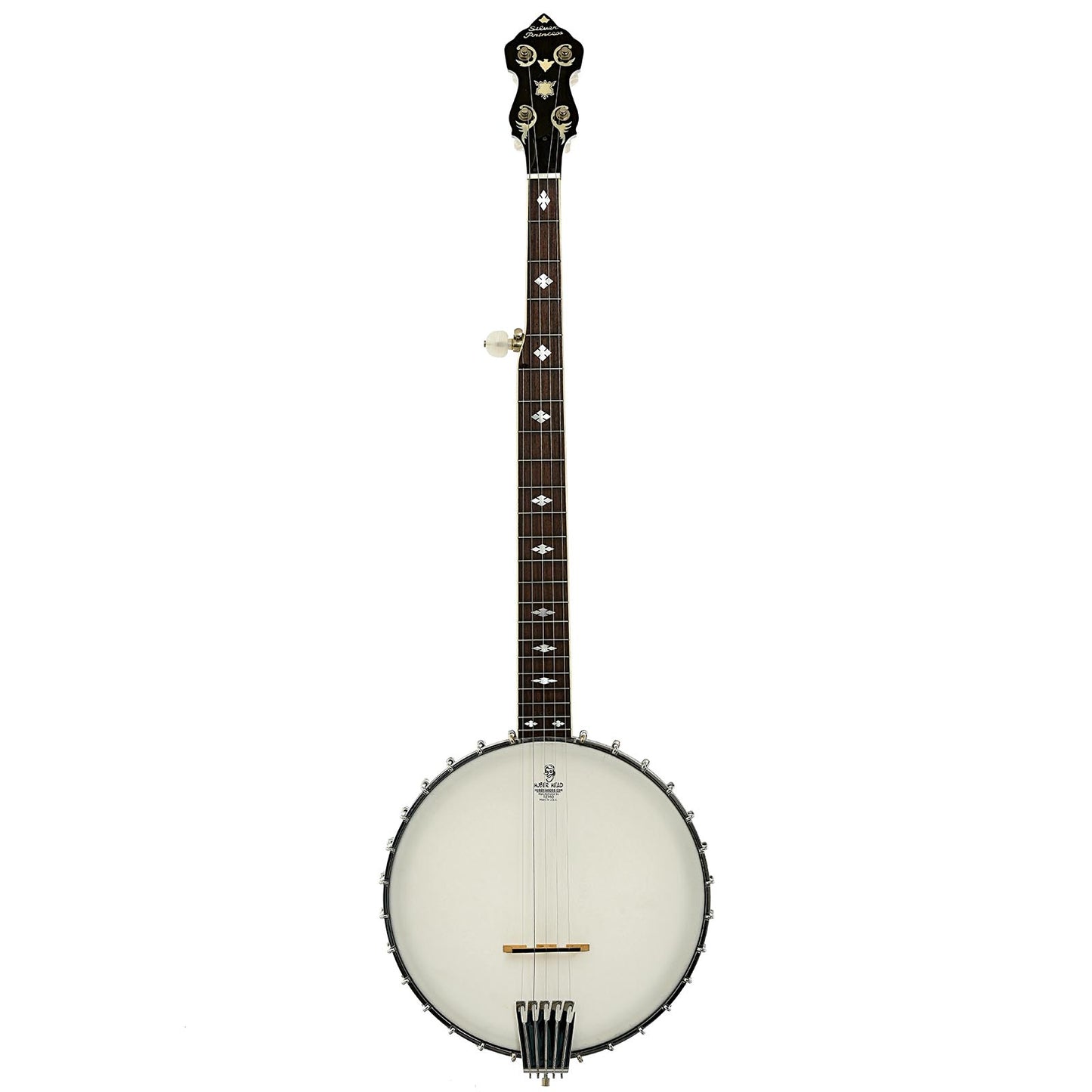 Full front of Alvarez Silver Princess Open Back Banjo
