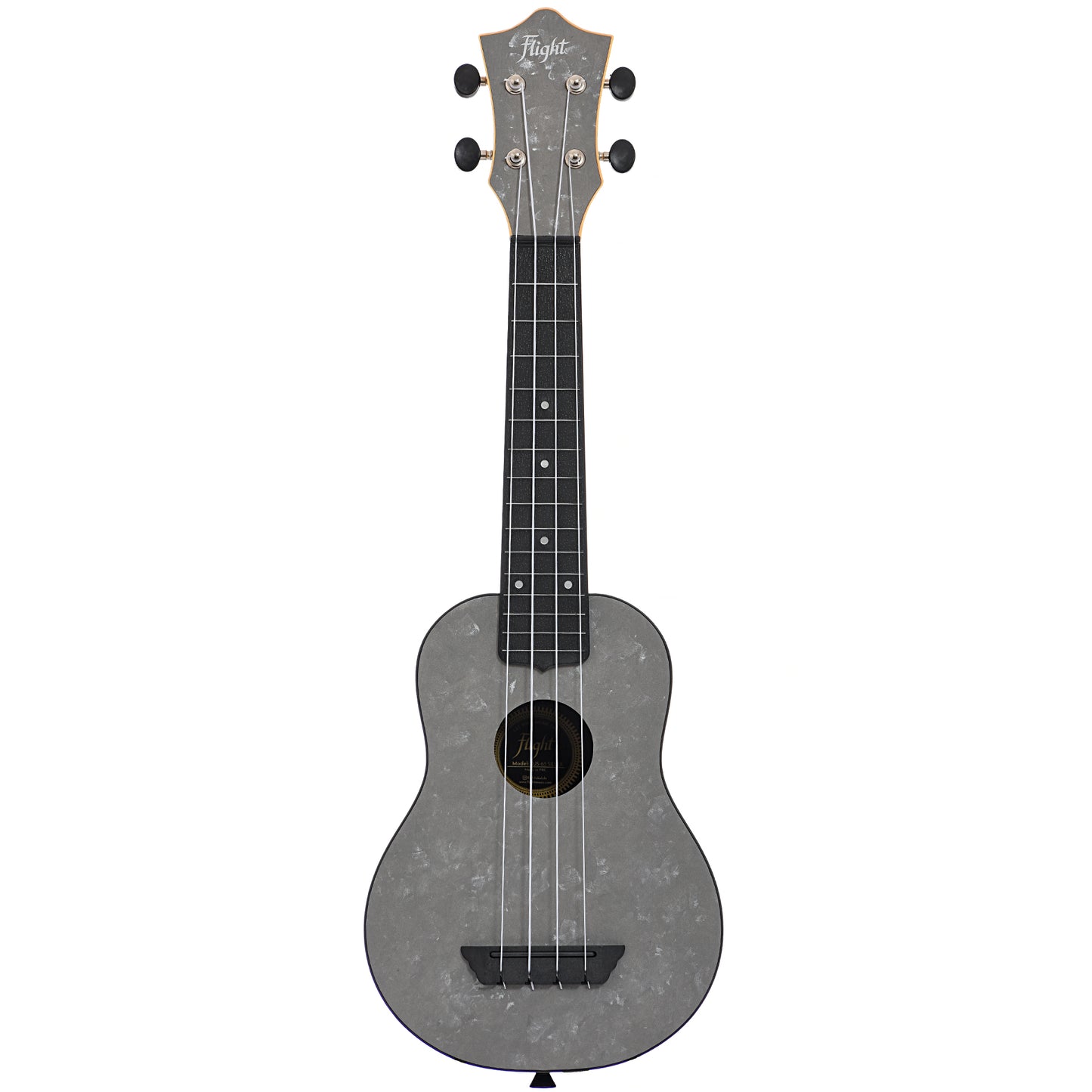 Full front of Flight Travel Series TUS65 Silver Soprano Uke