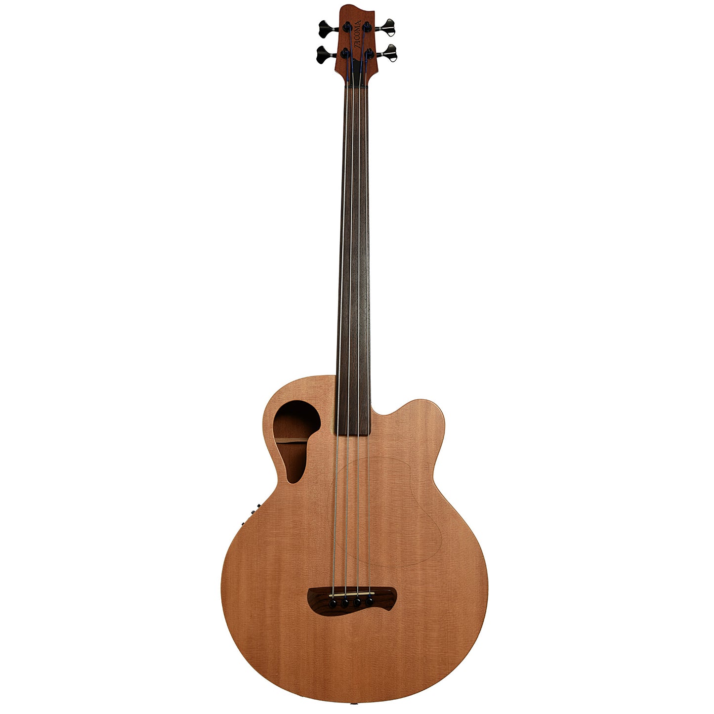Full front of Tacoma CB10C Thunderchief Fretless Acoustic-Electric Bass
