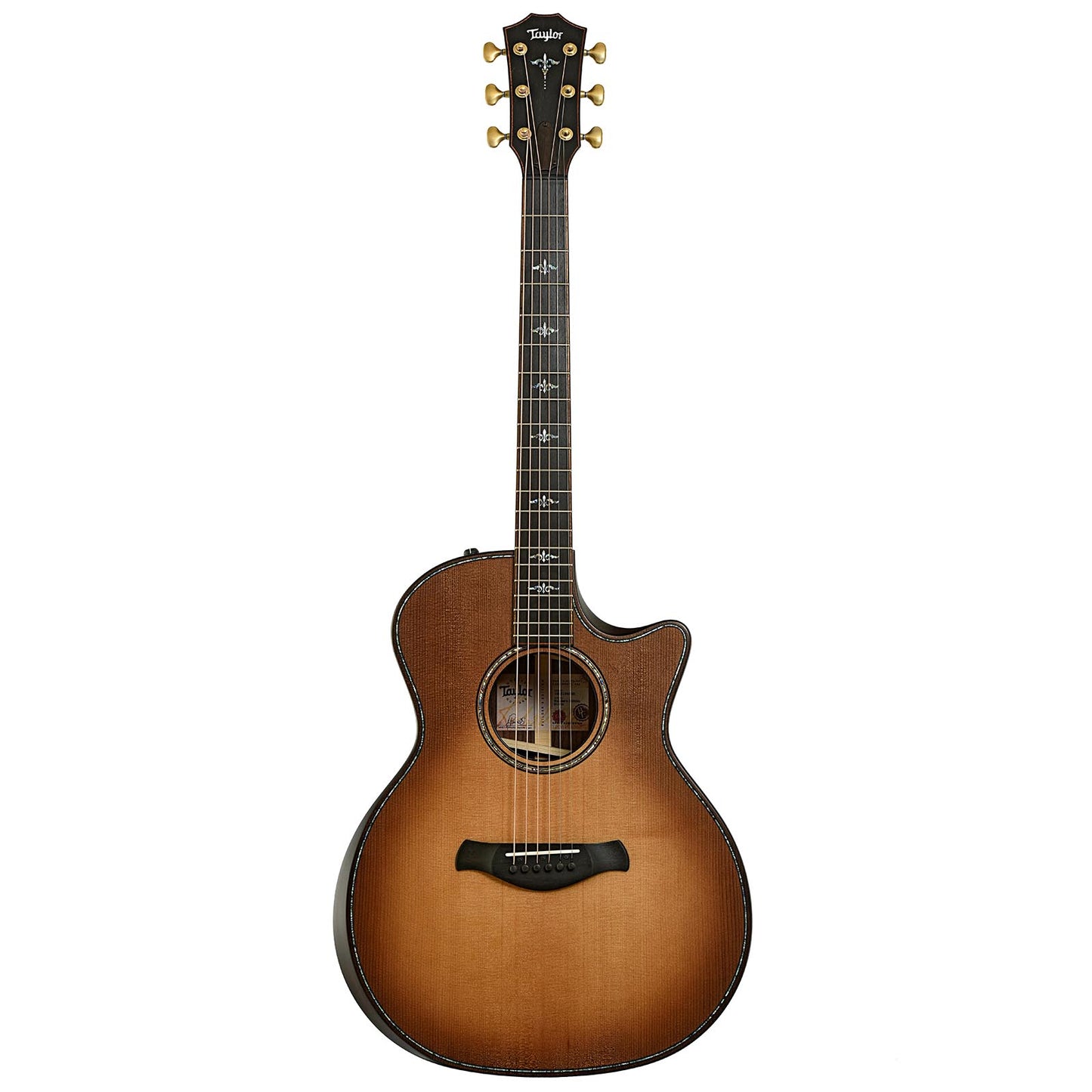 Full front of Taylor Builder's Edition 914ce Acoustic Guitar & Case, Wild Honey Burst Finish