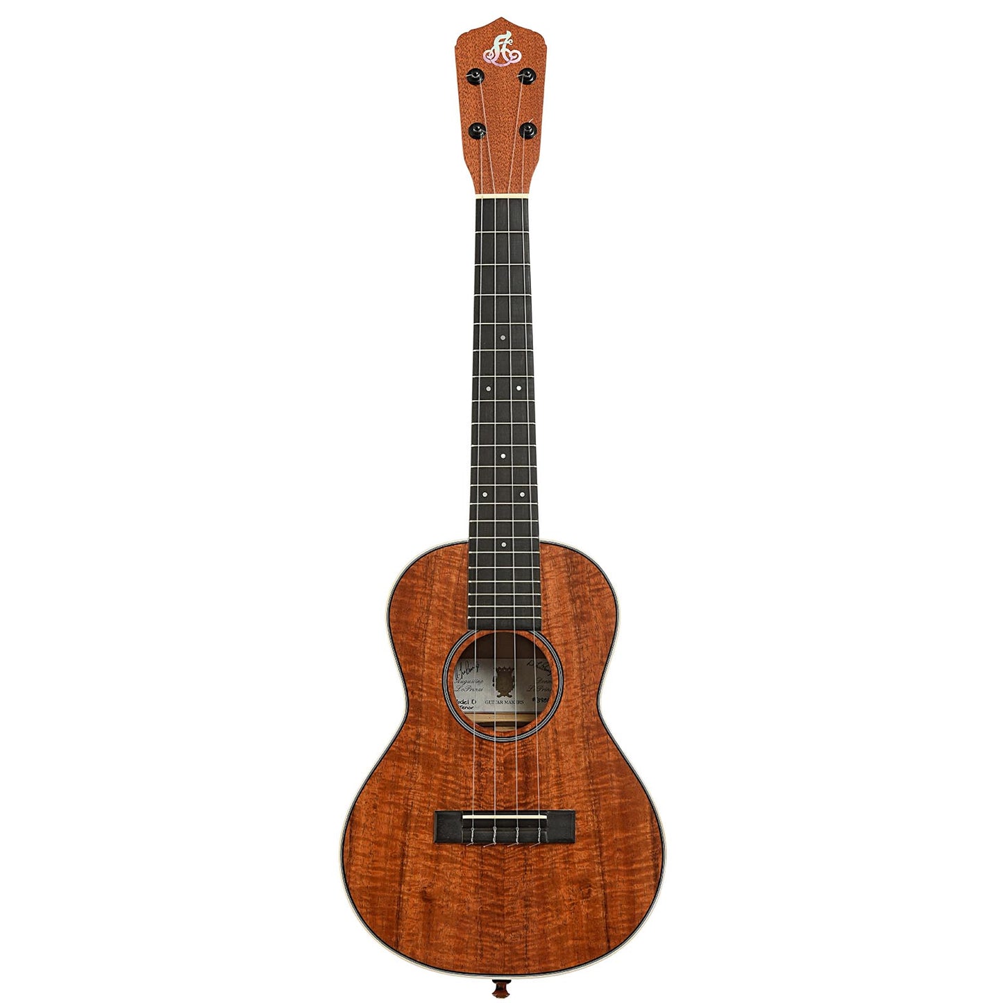 Full front of LoPrinzi Model D Koa Tenor Ukulele