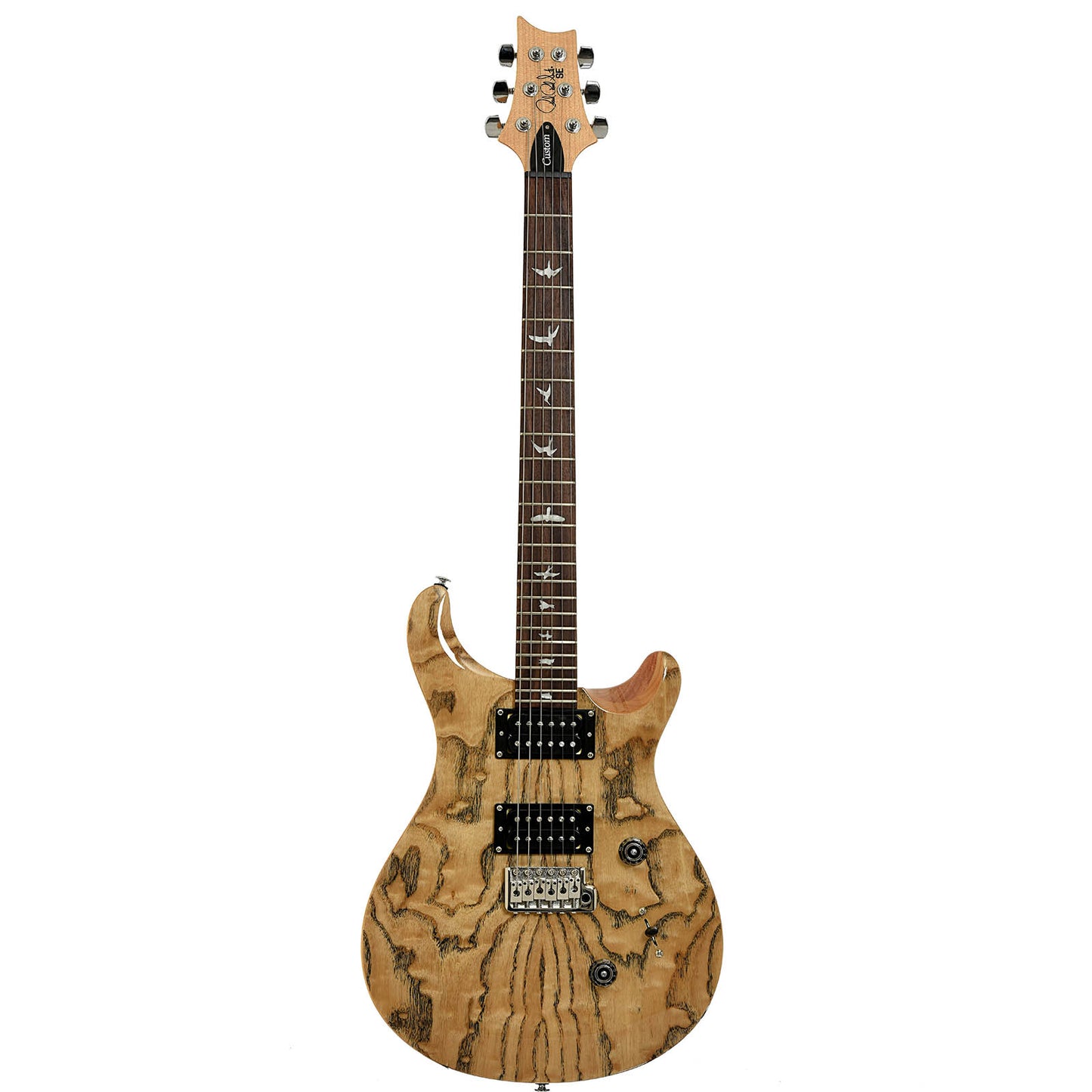 Full front of PRS SE Custom 24 Burled Ash Limited Edition Natural Finish Electric Guitar
