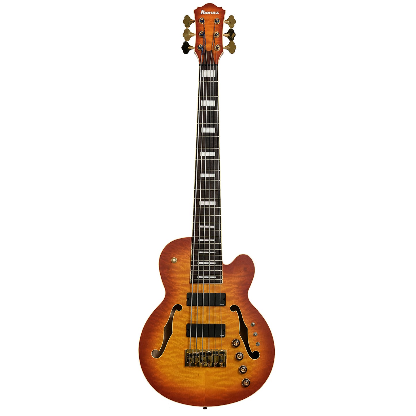 Full front of Ibanez TCB1006 Stephen "Thundercat" Bruner 6-String Hollowbody Electric Bass (2022)