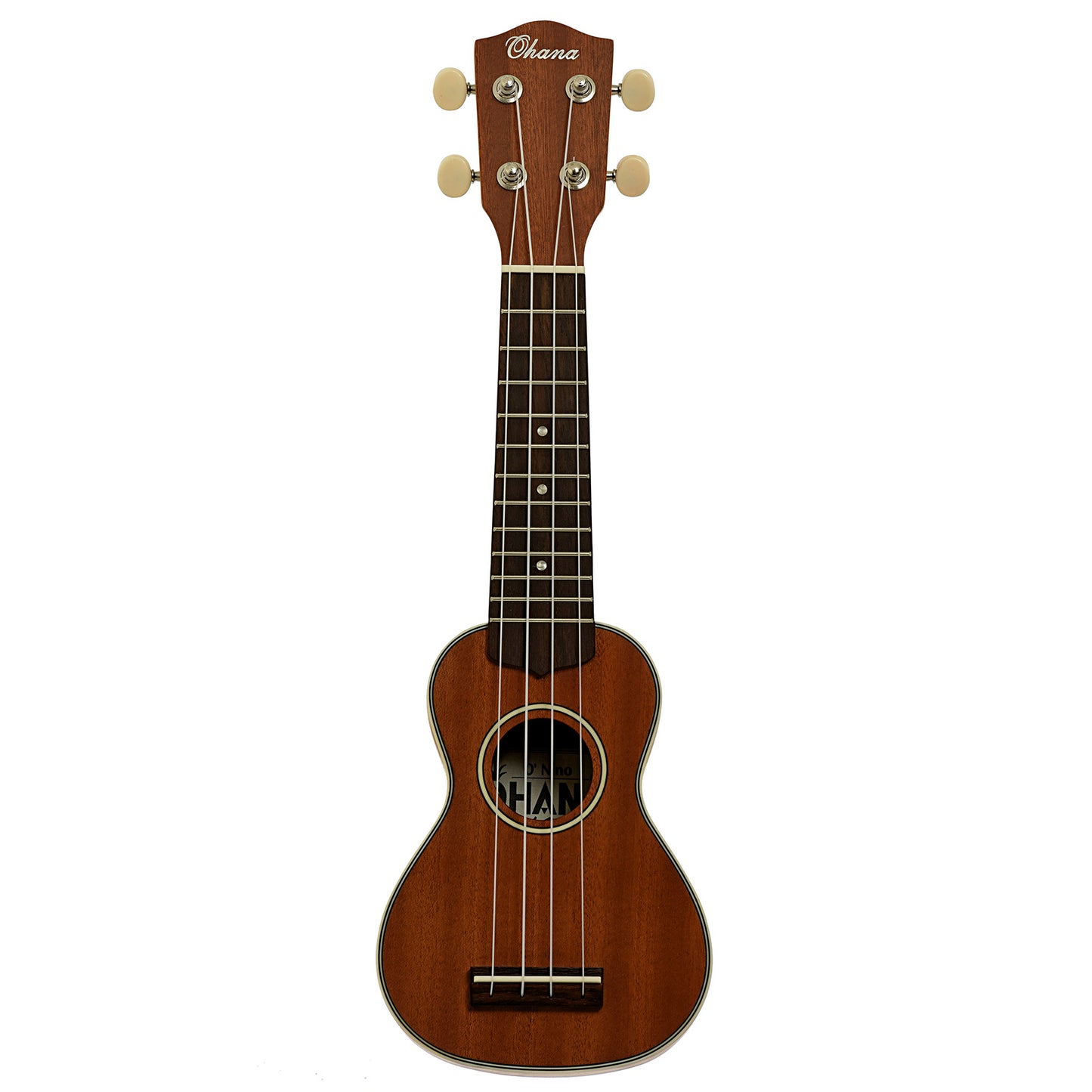 Full front of Ohana O'Nino Sopranissimo Ukulele