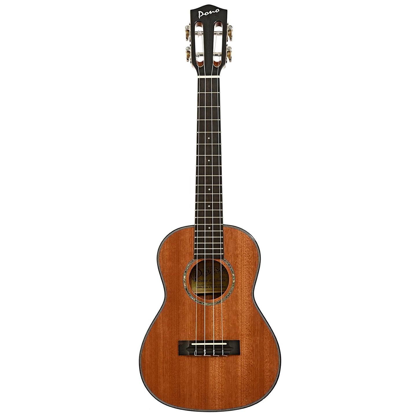 Full front of Pono MHTSH Tenor Ukulele
