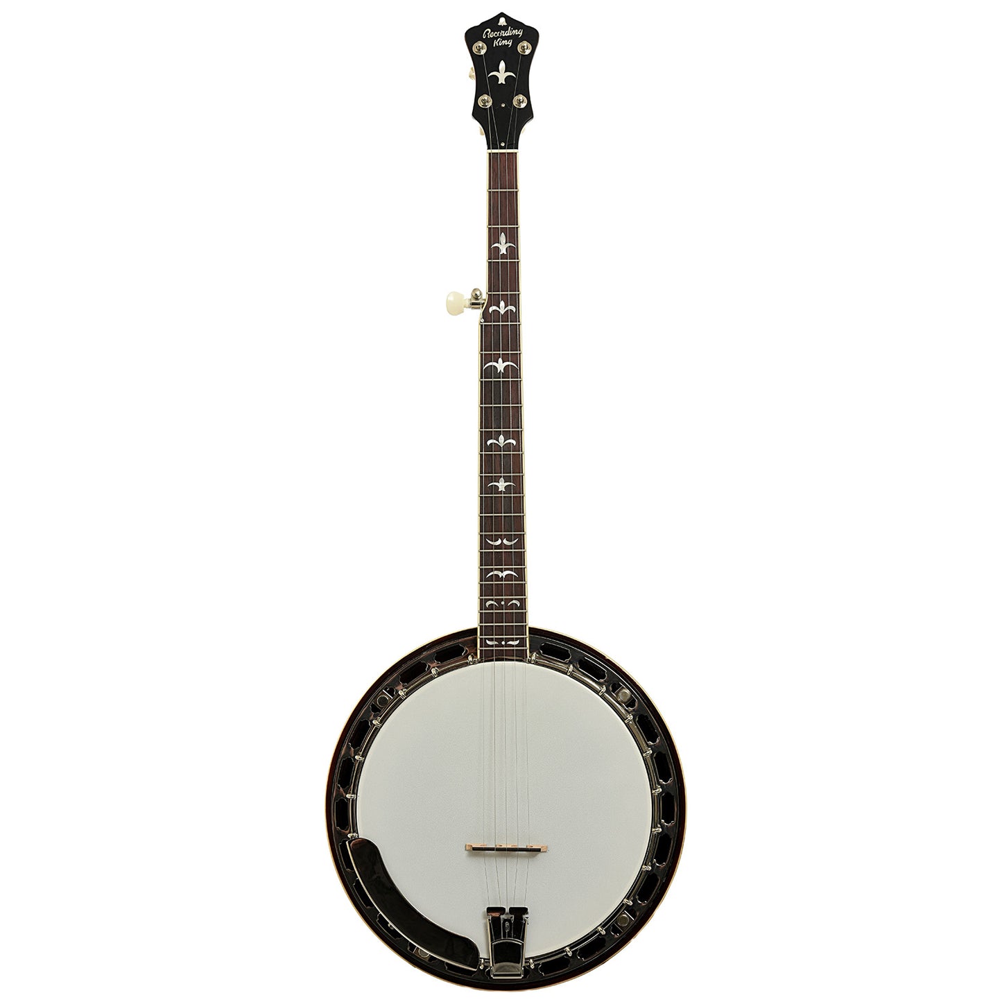 Full front of Recording King Madison Reso!nator Banjo, Mahogany
