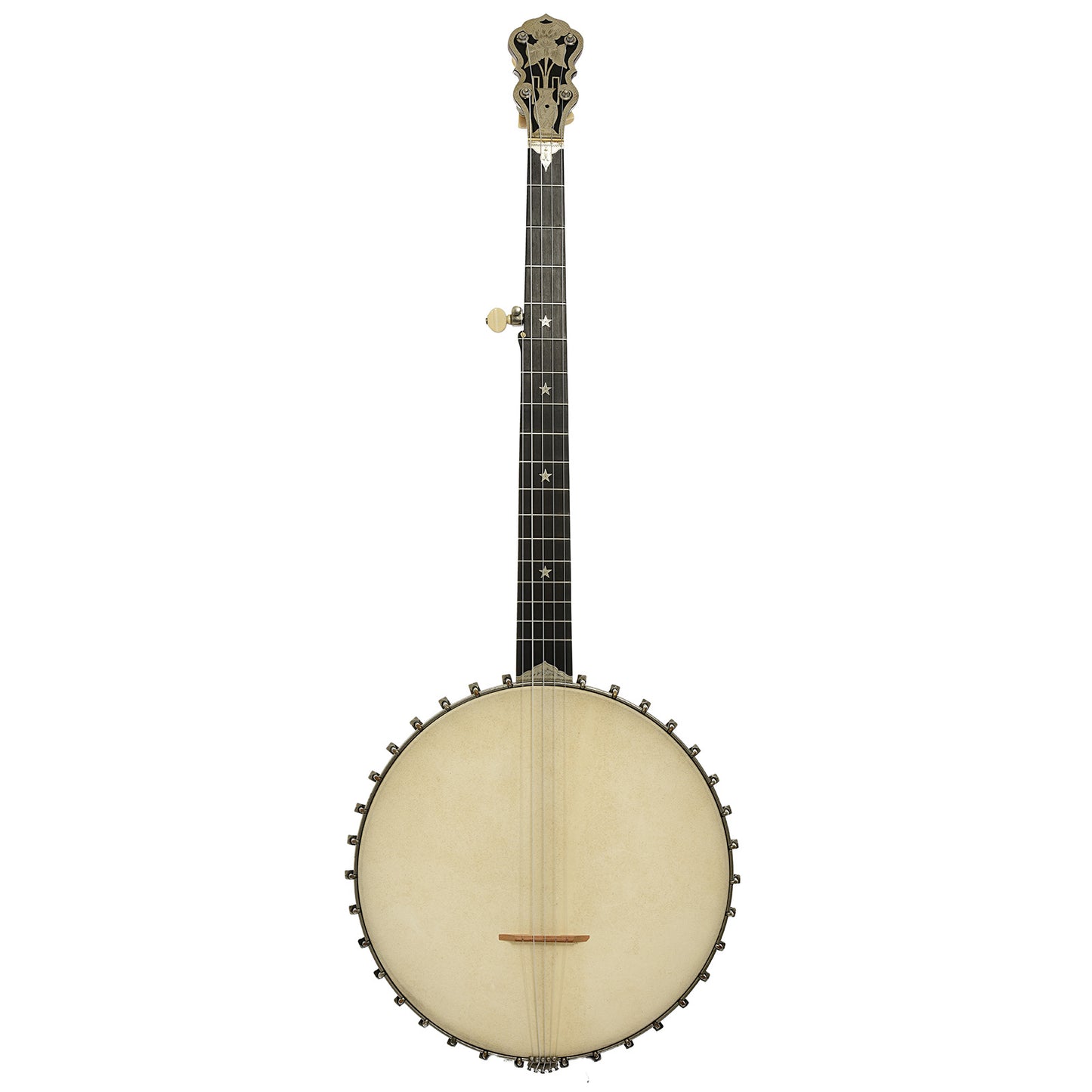 Full front of Victor Kraske Baxter's Model Open Back Banjo