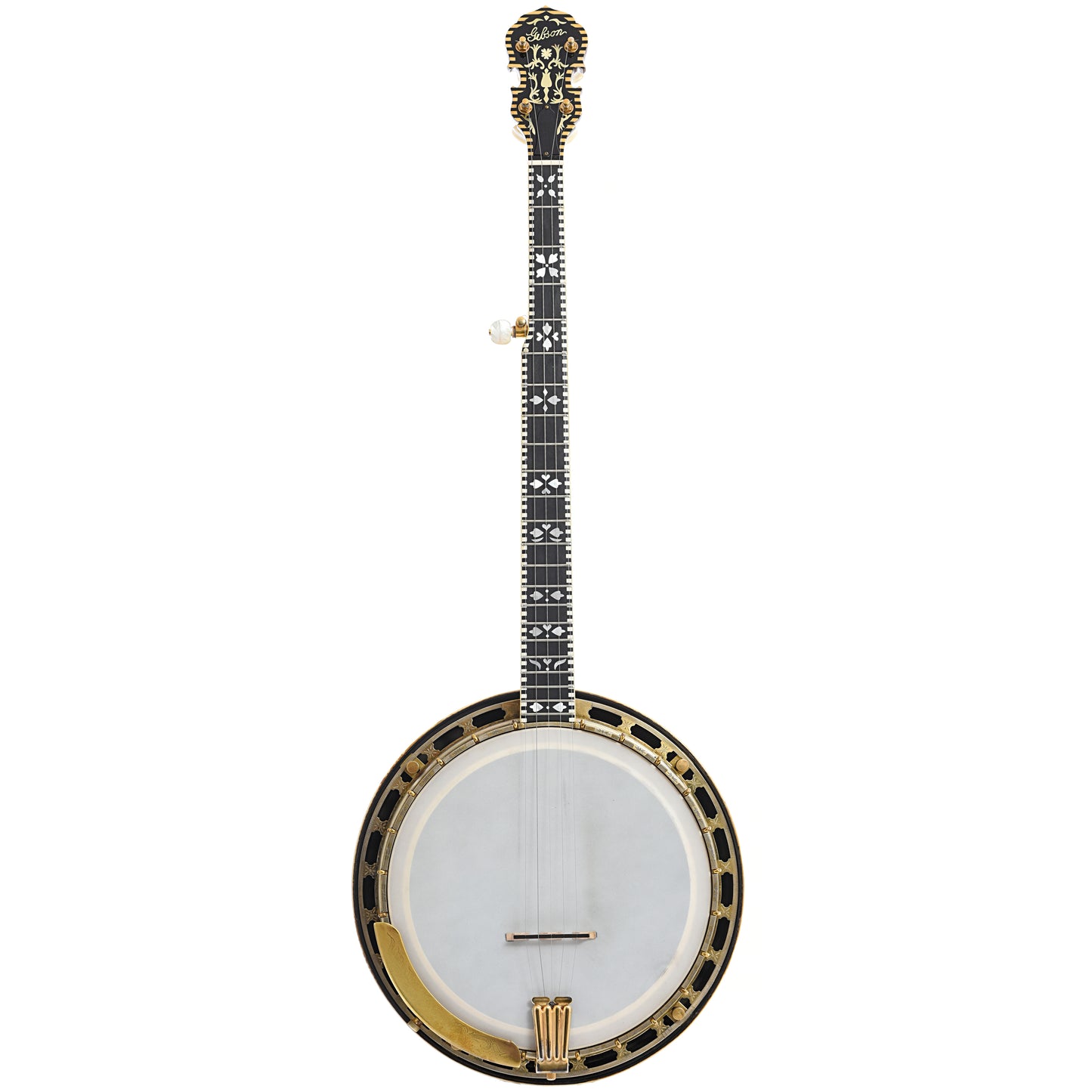 Full front of Gibson TB-6 Checkerboard Conversion Resonator Banjo (1928)