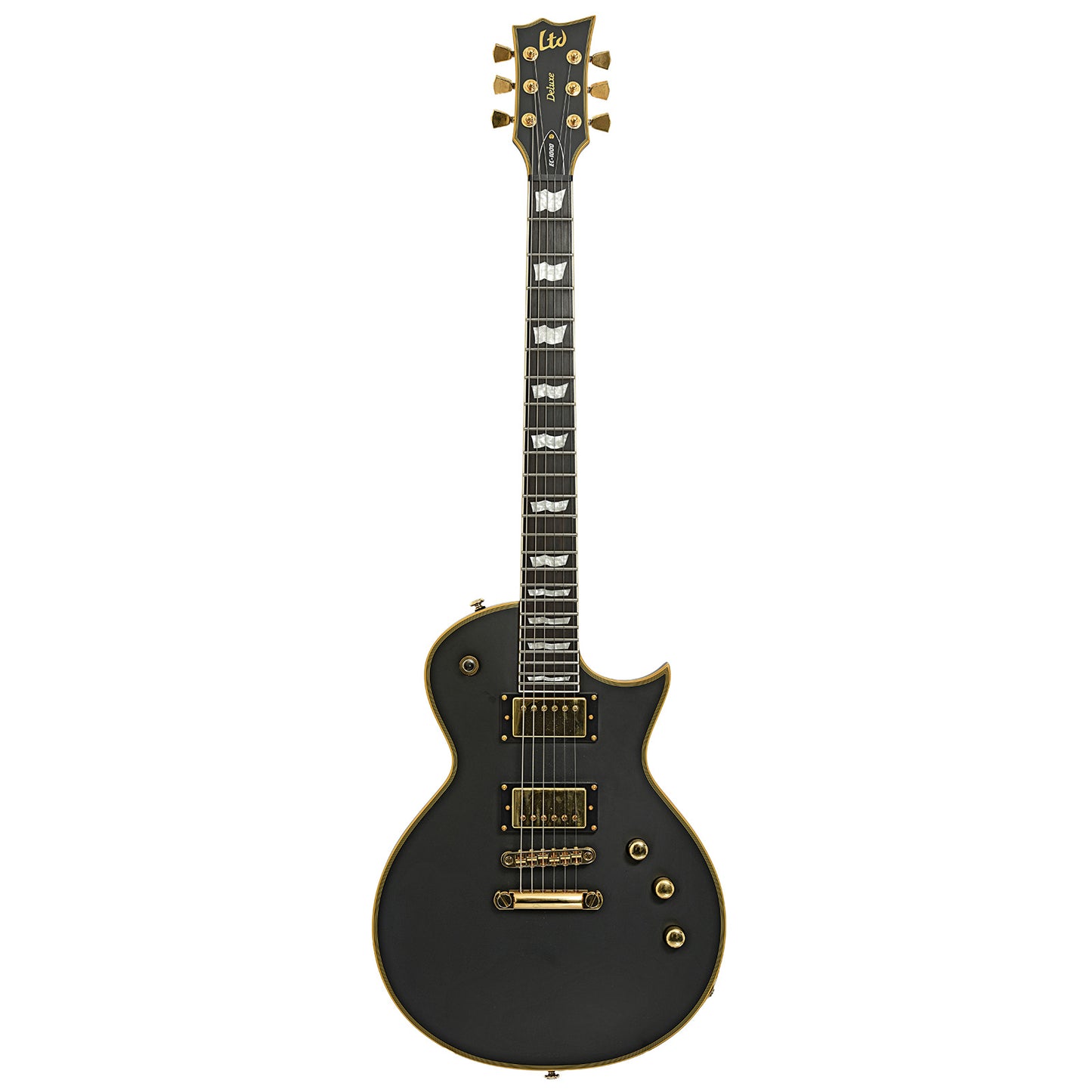 Full front of ESP LTD EC-1000 Electric Guitar, Vintage Black with Duncans