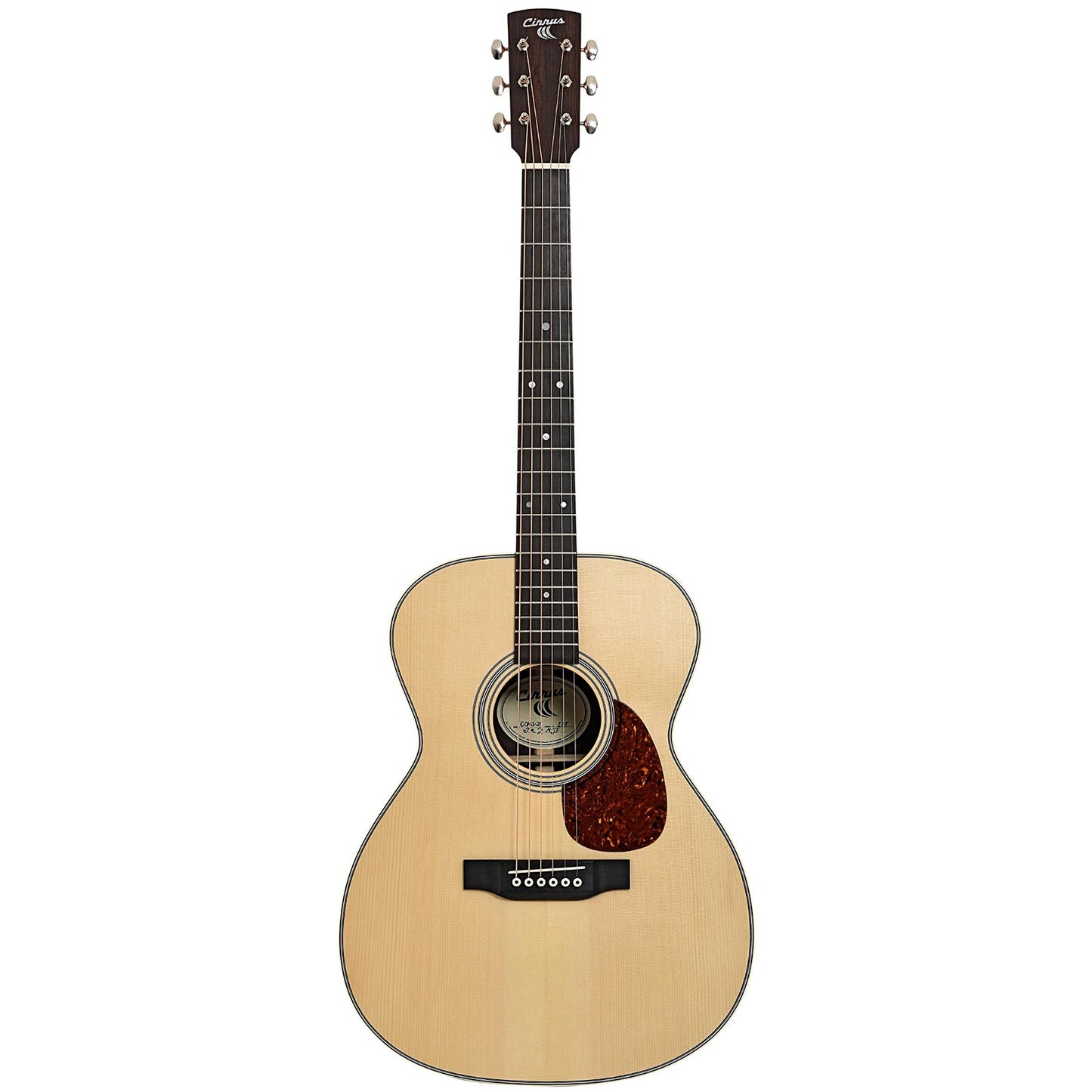 Full front of Cirrus Rosewood OM Guitar & Case