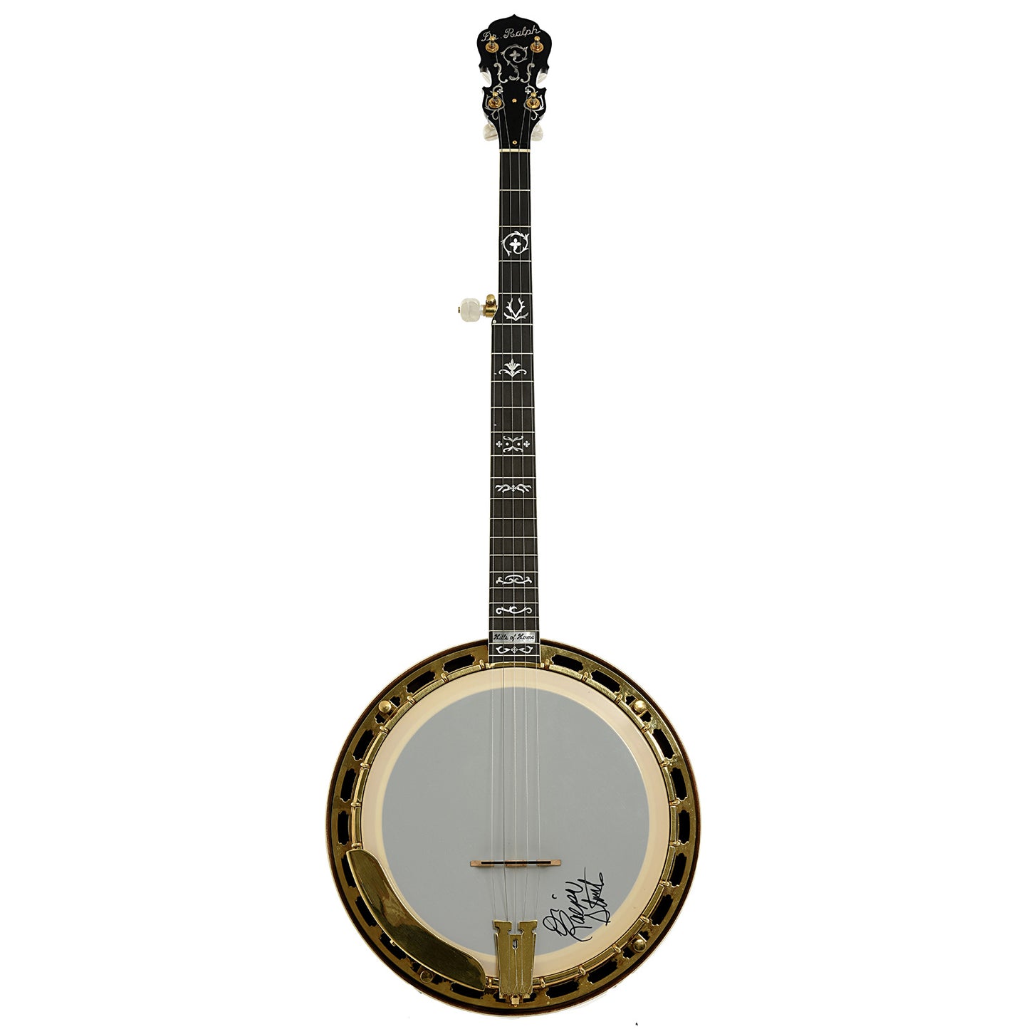 Full front of Frank Neat Stanleytone Hills of Home Resonator Banjo
