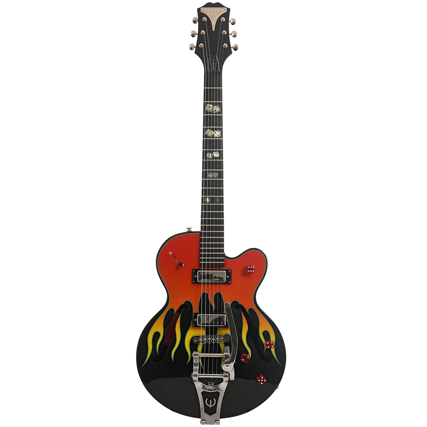 Full front of Epiphone Flamekat