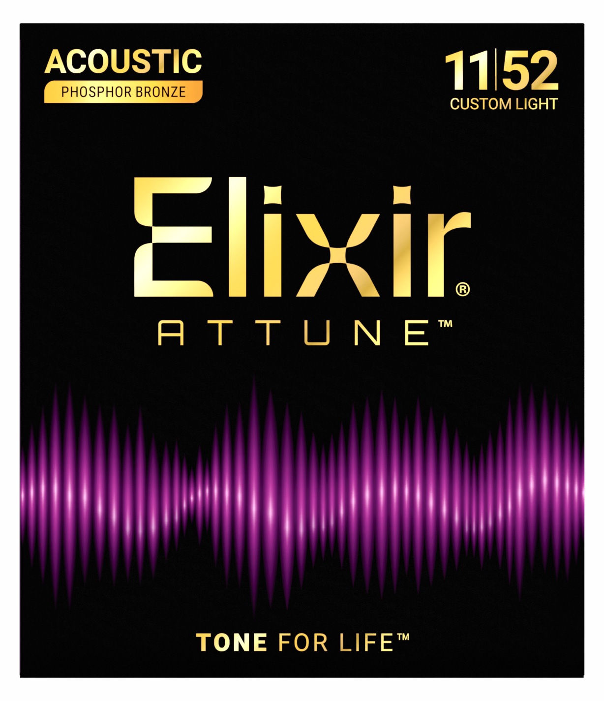 Elixir 21027 Attune Phosphor Bronze Acoustic Guitar Strings, Custom Light