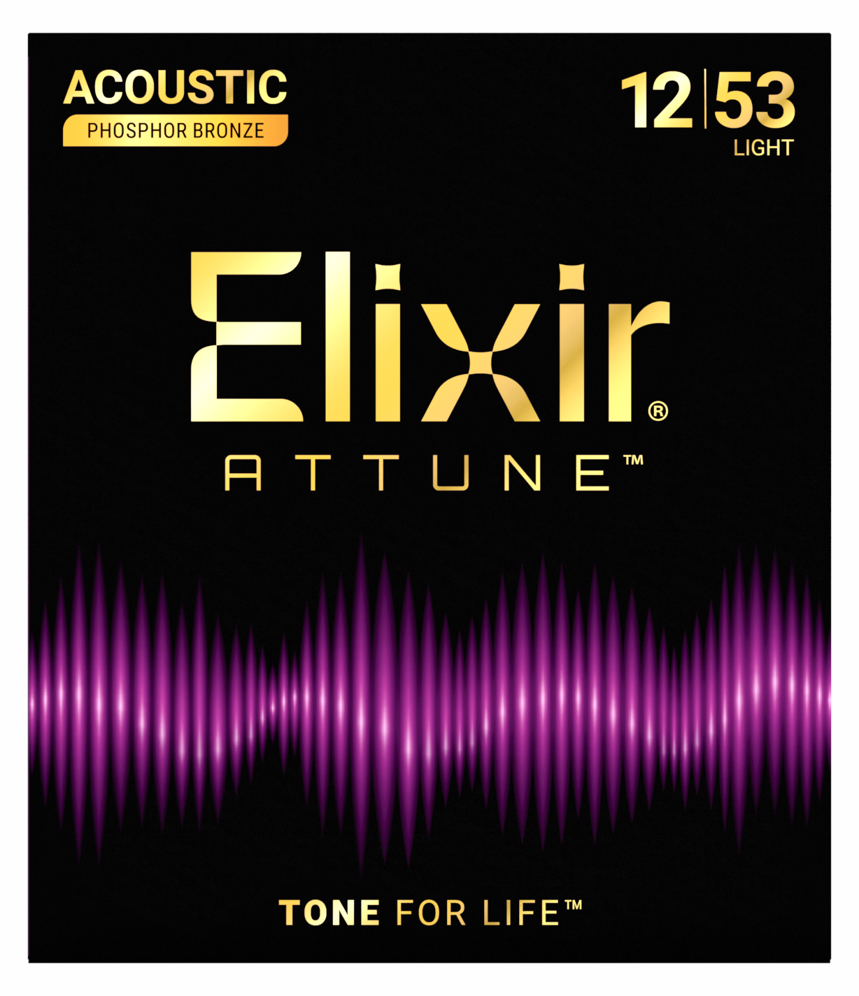 Elixir 21052 Attune Phosphor Bronze Acoustic Guitar Strings, Light