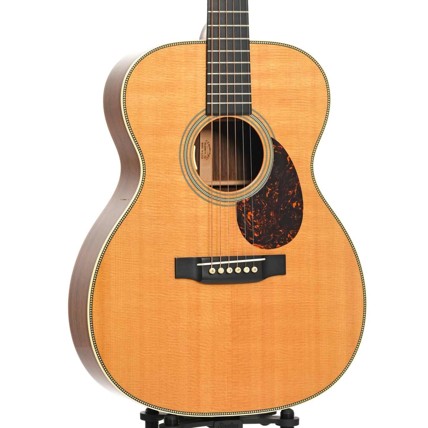 front and side of Martin OM-28V Acoustic Guitar (2013)