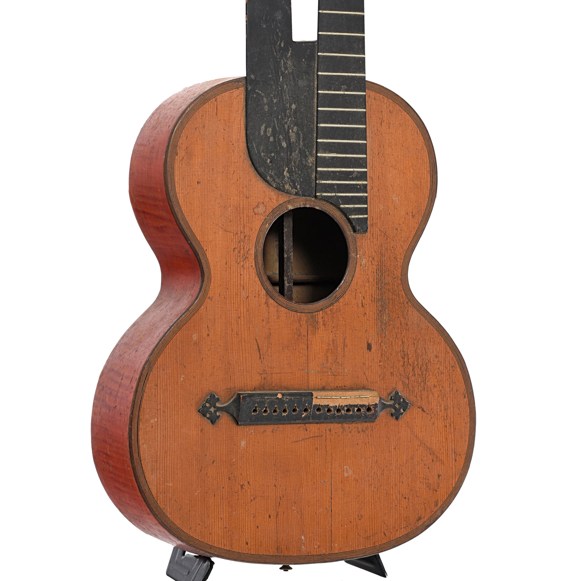 Full front and side of Unknown Maker Vienna Style Contra Guitar (1870s?)
